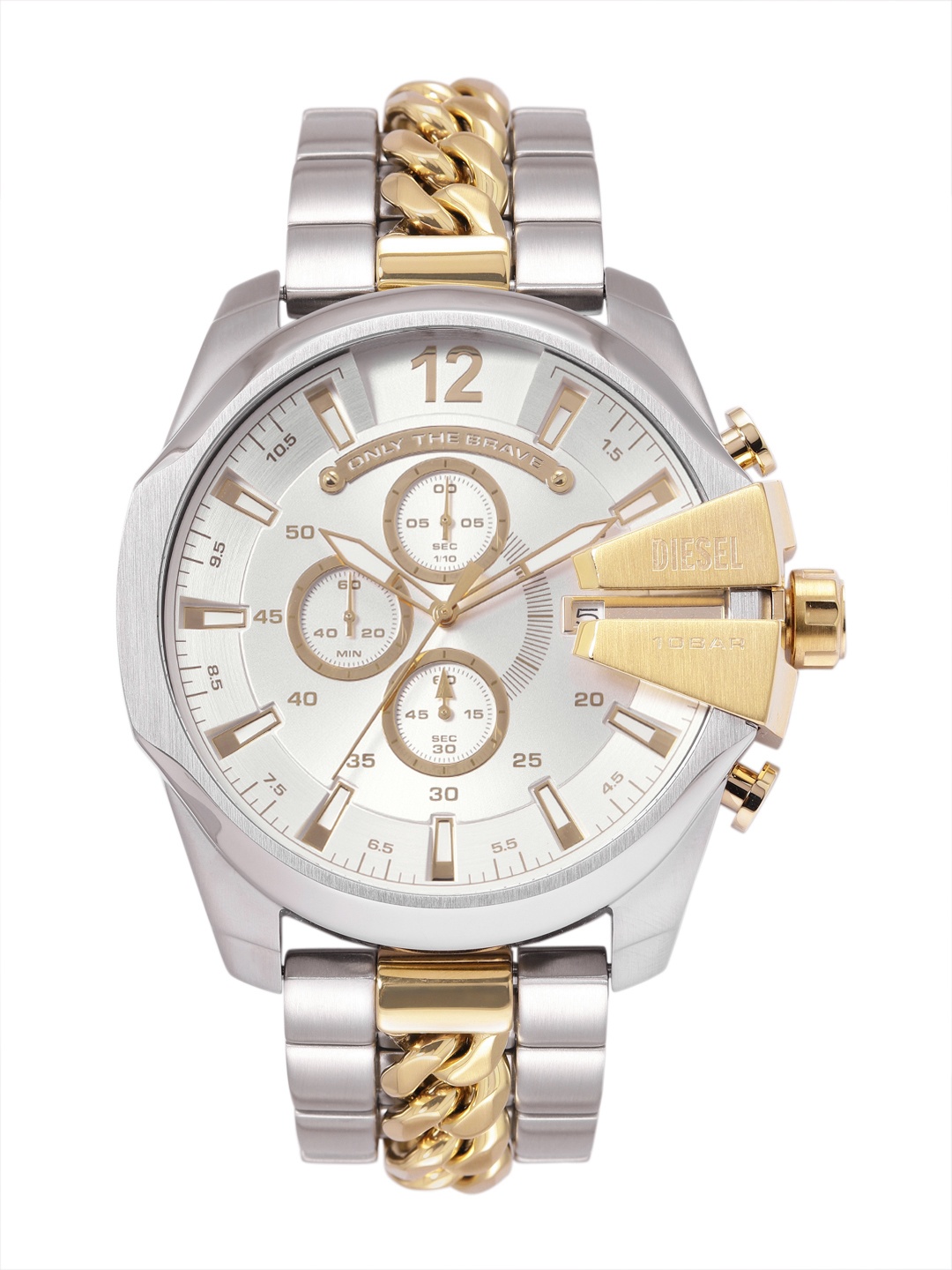 

DIESEL Men Mega Chief Chronograph Analogue Watch DZ4672, Silver