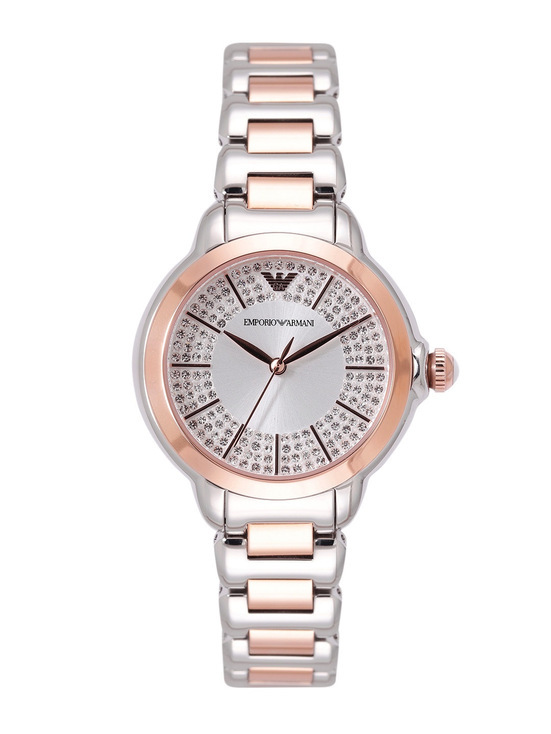 

Emporio Armani Women Two Tone Embellished Analogue Watch AR11643I, White