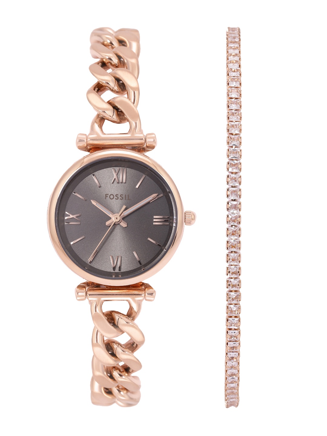 

Fossil Carlie Women Watch And Bracelete Gift Set ES5378SET, Charcoal