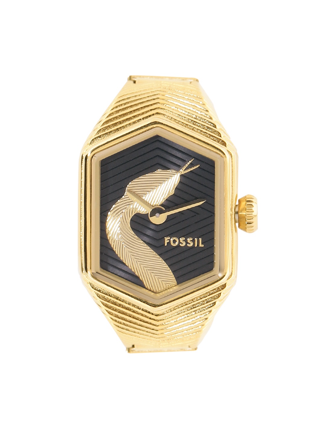 

Fossil Women Serpentine Patterned Dial Analogue Watch Ring ES5382, Black