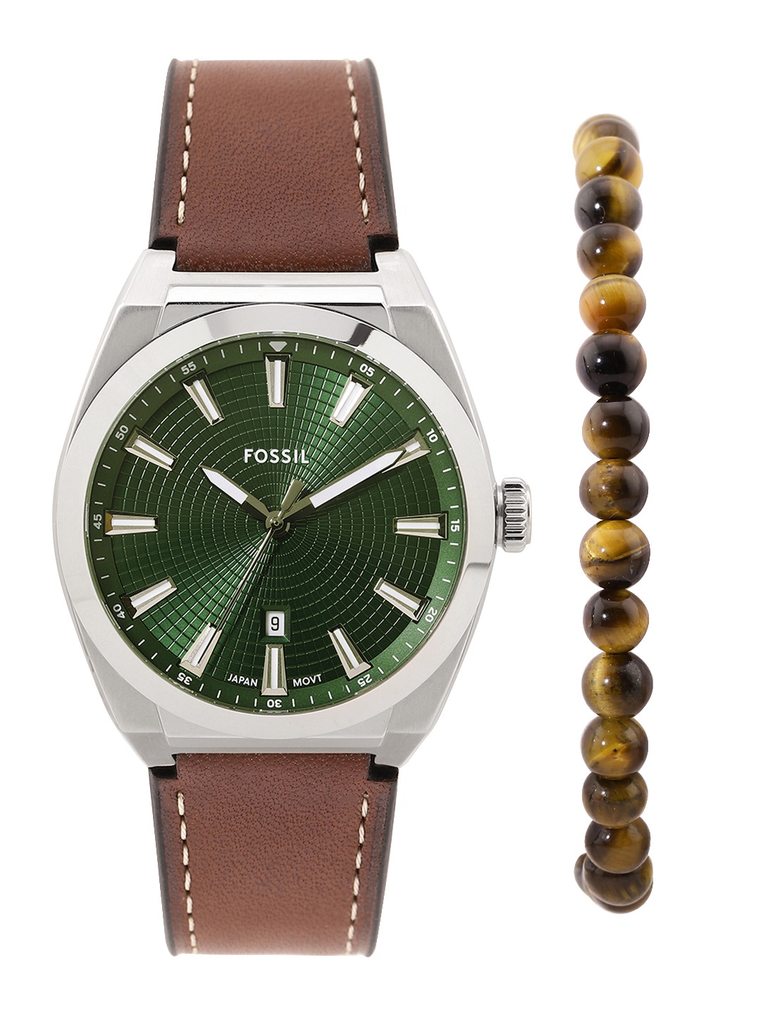 

Fossil Everett Brown Watch and Bracelet Set FS6080SET, Green