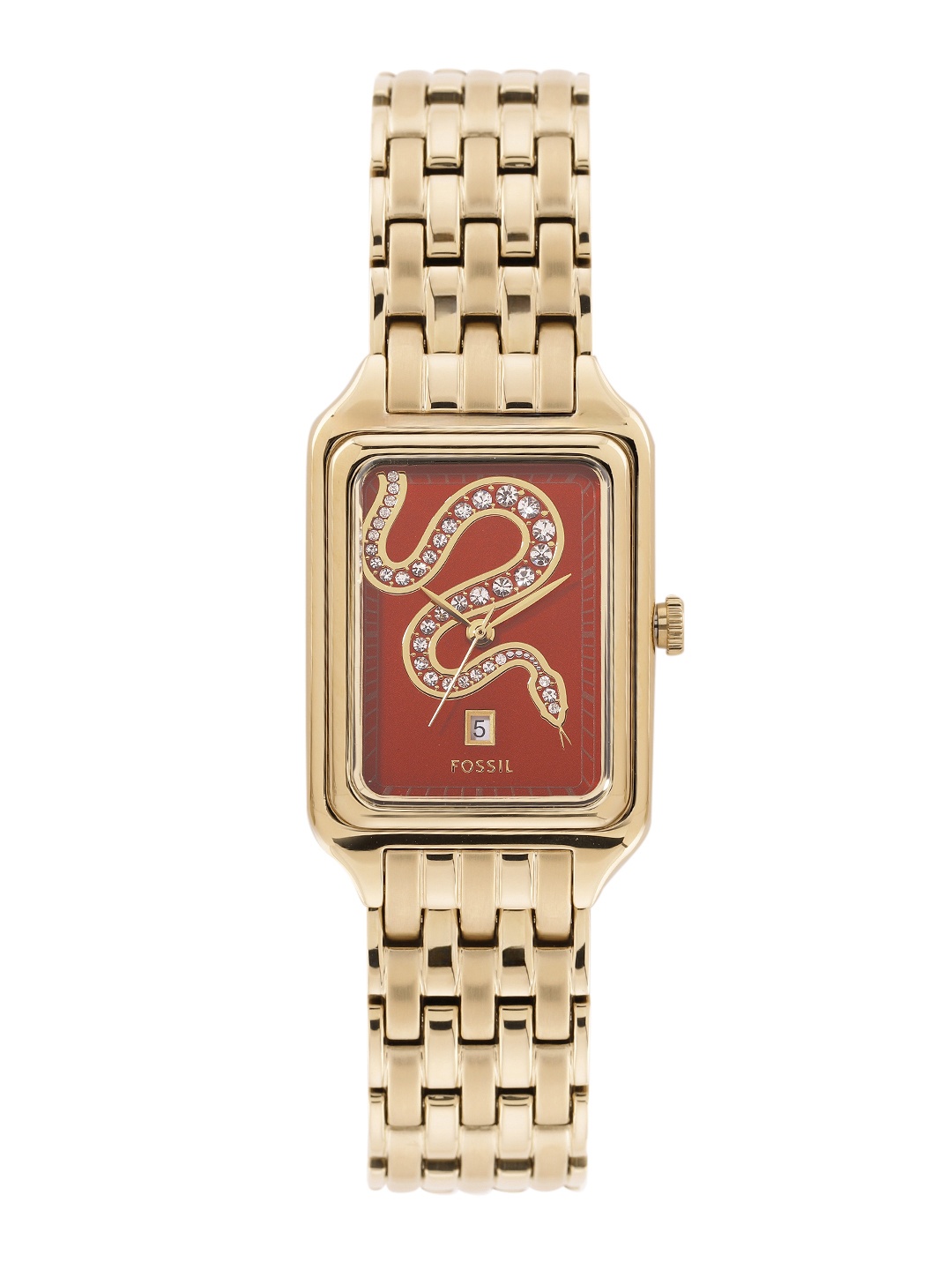 

Fossil Women Raquel Serpentine Embellished Dial Analogue Watch ES5379, Red