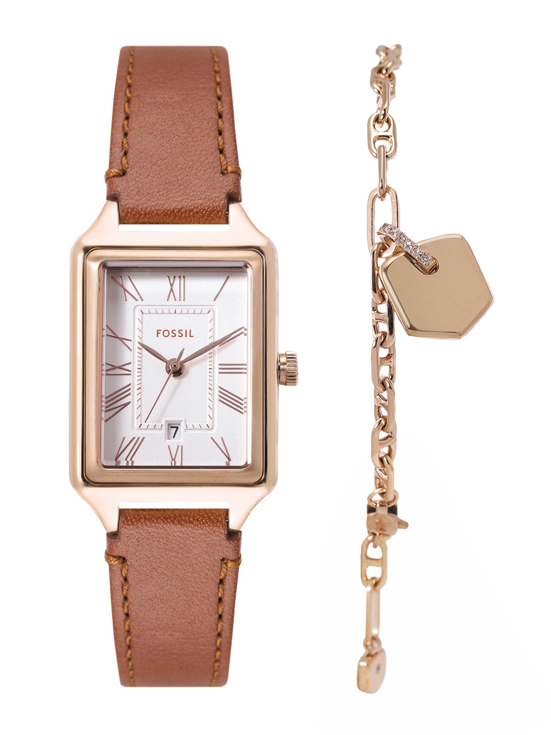 

Fossil Raquel Two Tone Watch and Bracelet Set ES5377SET, White