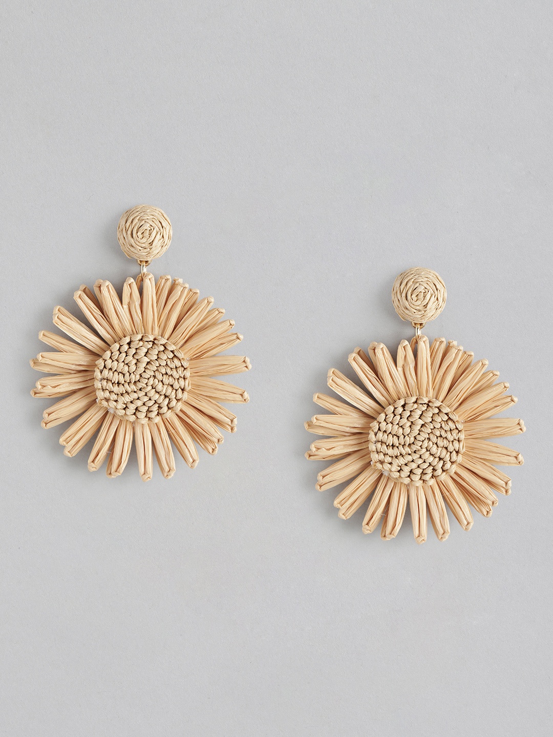 Forever New Gold Plated Woven Floral Drop Earrings, Beige