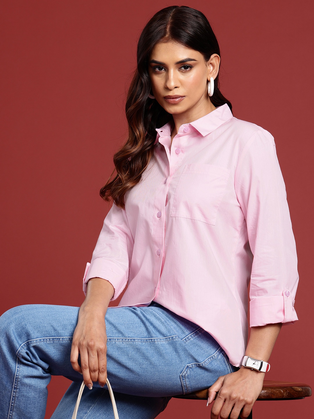 

All About You Formals Cotton Poplin Formal Shirt, Pink