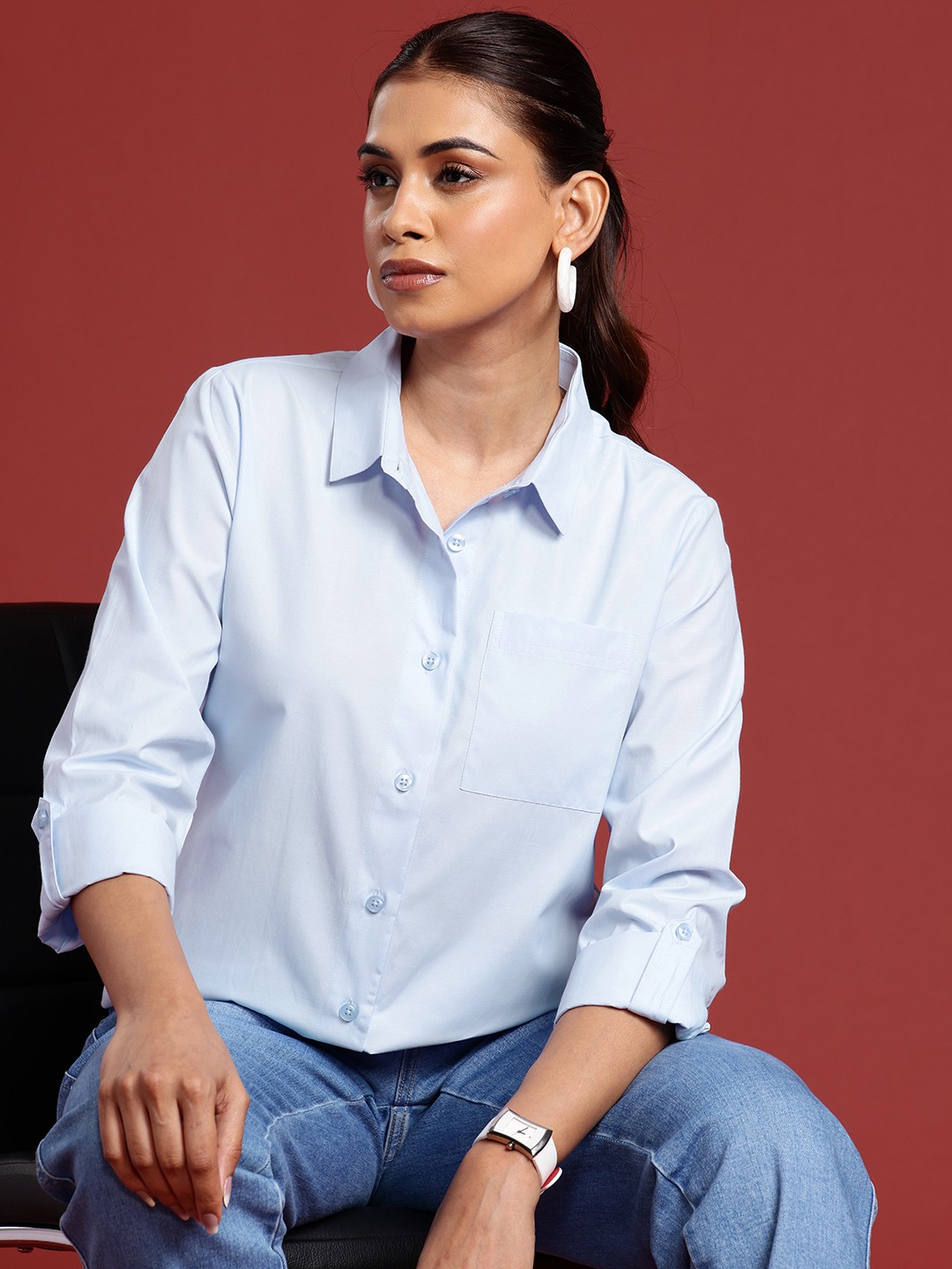 

All About You Formals Cotton Poplin Formal Shirt, Blue