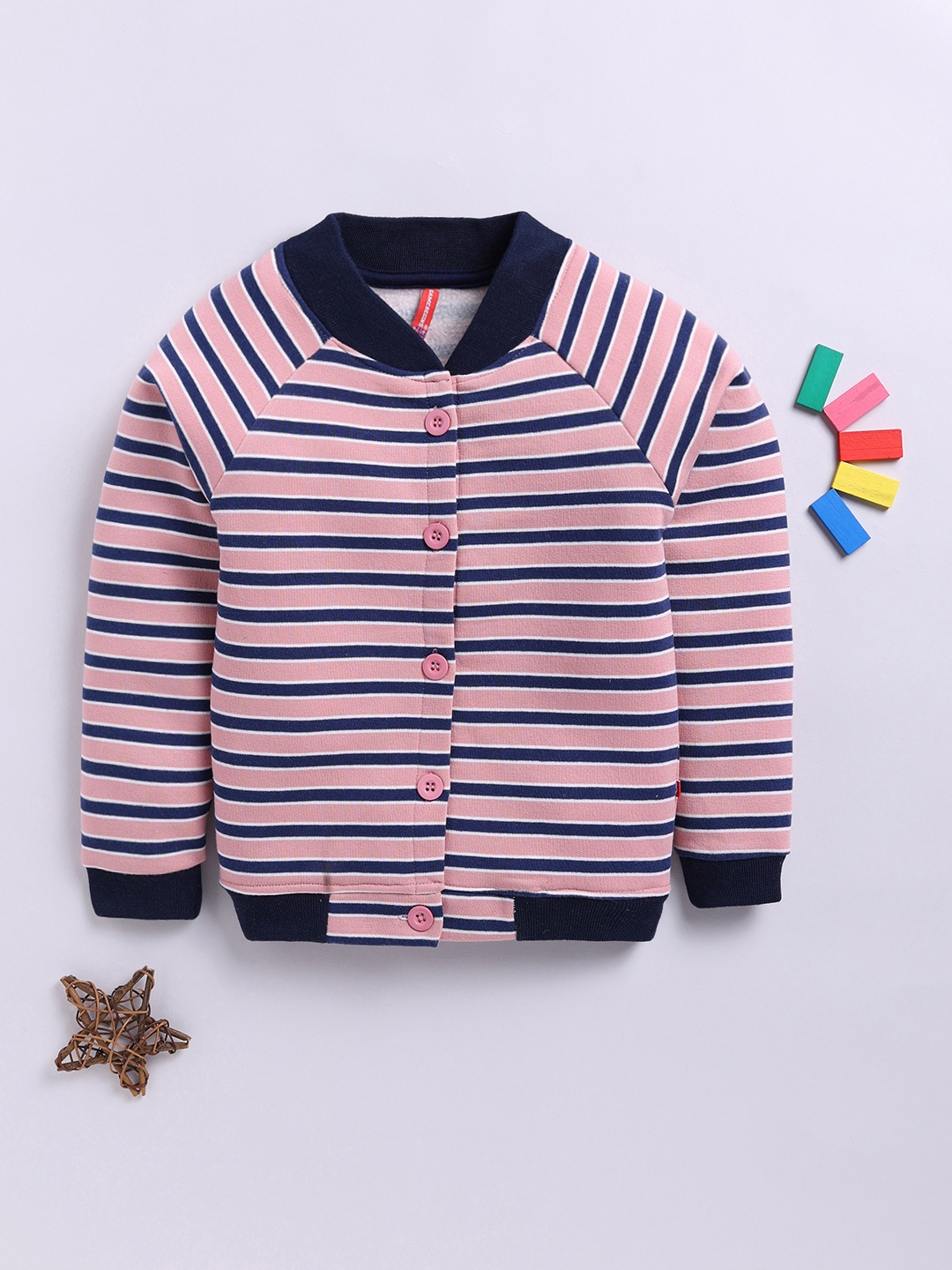 

Here&Now X Game Begins Girls Striped Sweatshirt, Pink
