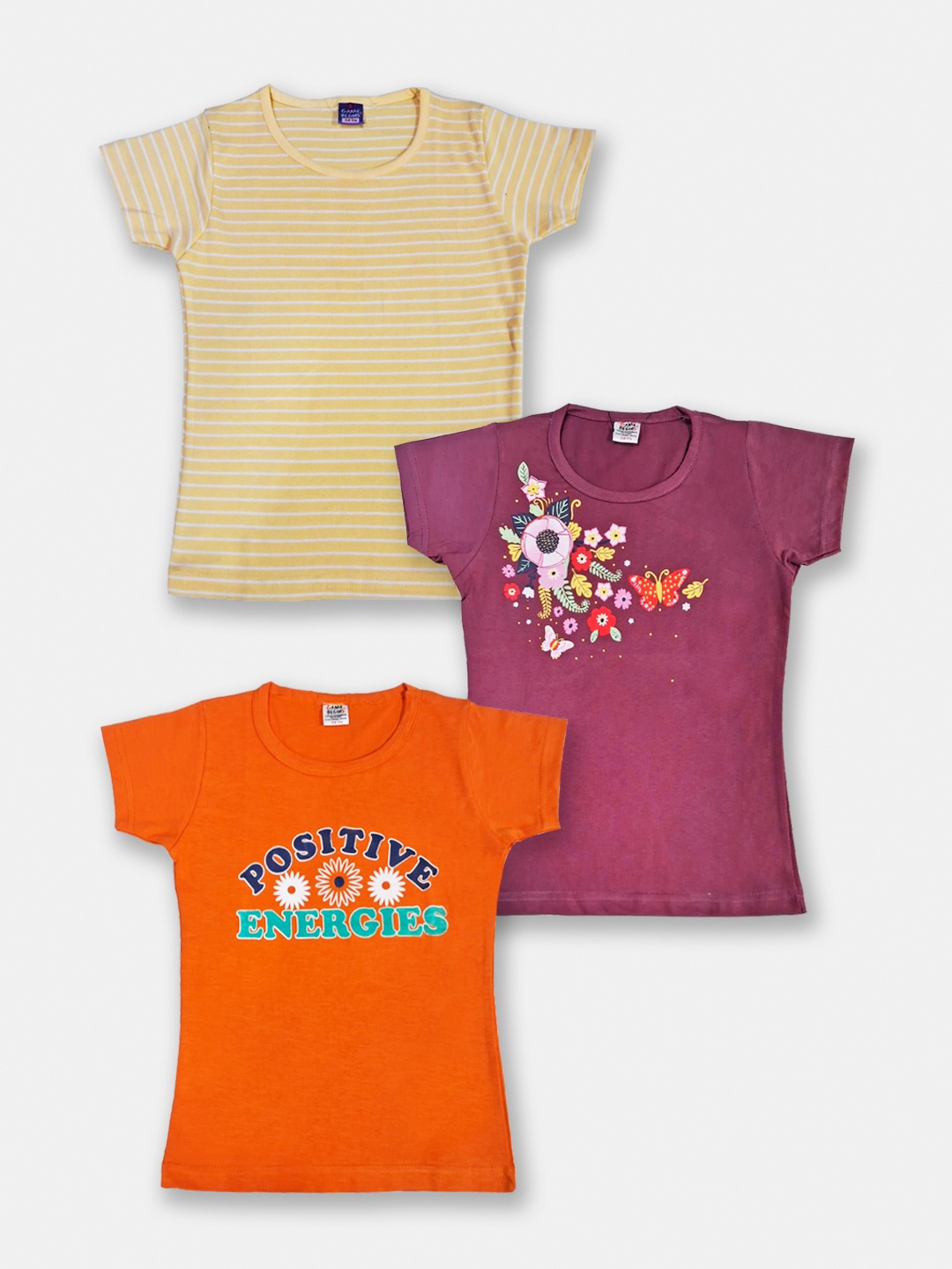 

Here&Now X Game Begins Girls Set of 3 Assorted Printed Pure Cotton T-shirts