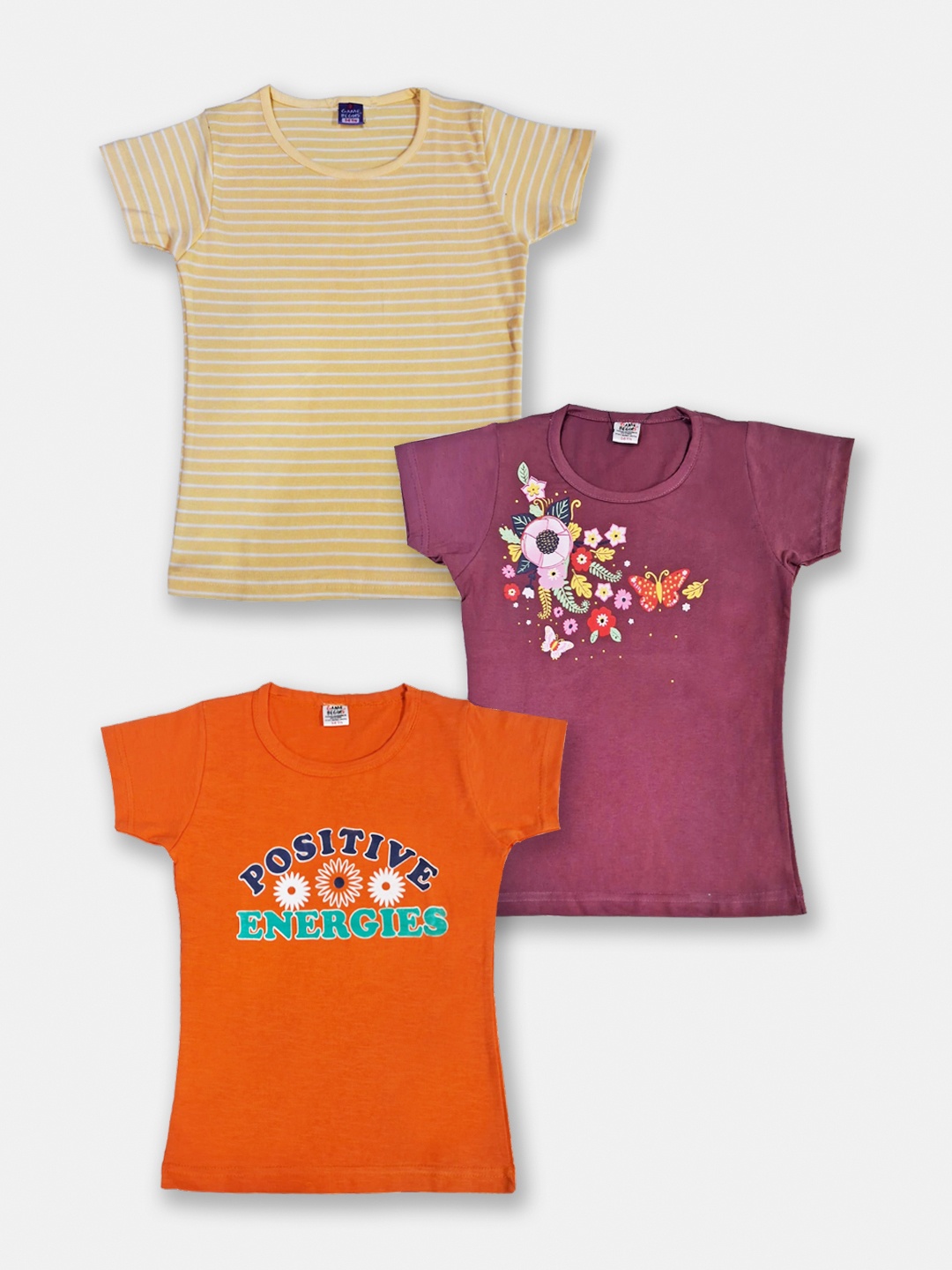 

Here&Now X Game Begins Girls Set of 3 Assorted Printed Pure Cotton T-shirts