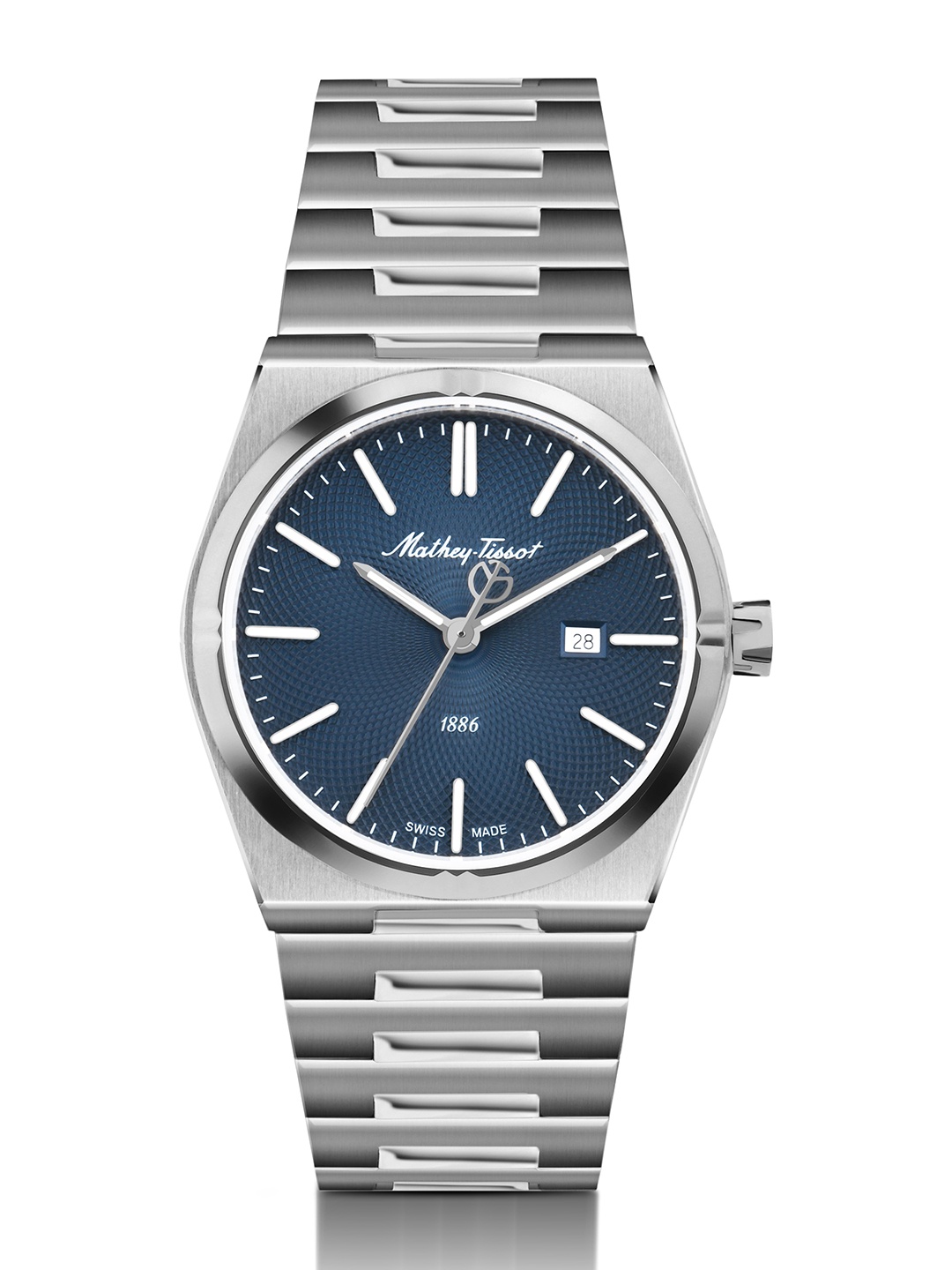 

Mathey-Tissot Women Swiss Made Zeus Stainless Steel Blue Dial Quartz Watch - D118ABU, Silver