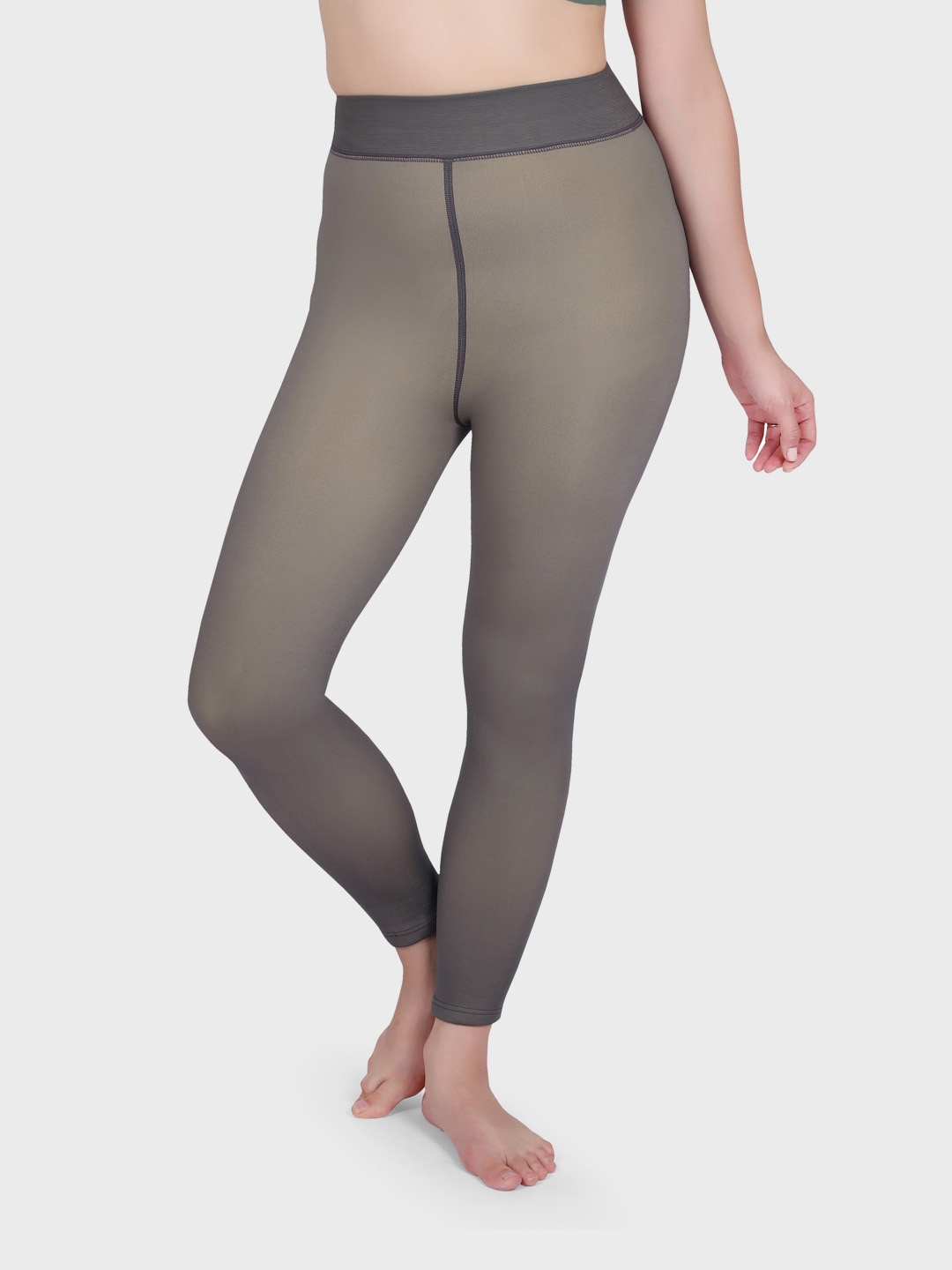

Luella Women High-Waist Semi-Sheered Stockings, Grey