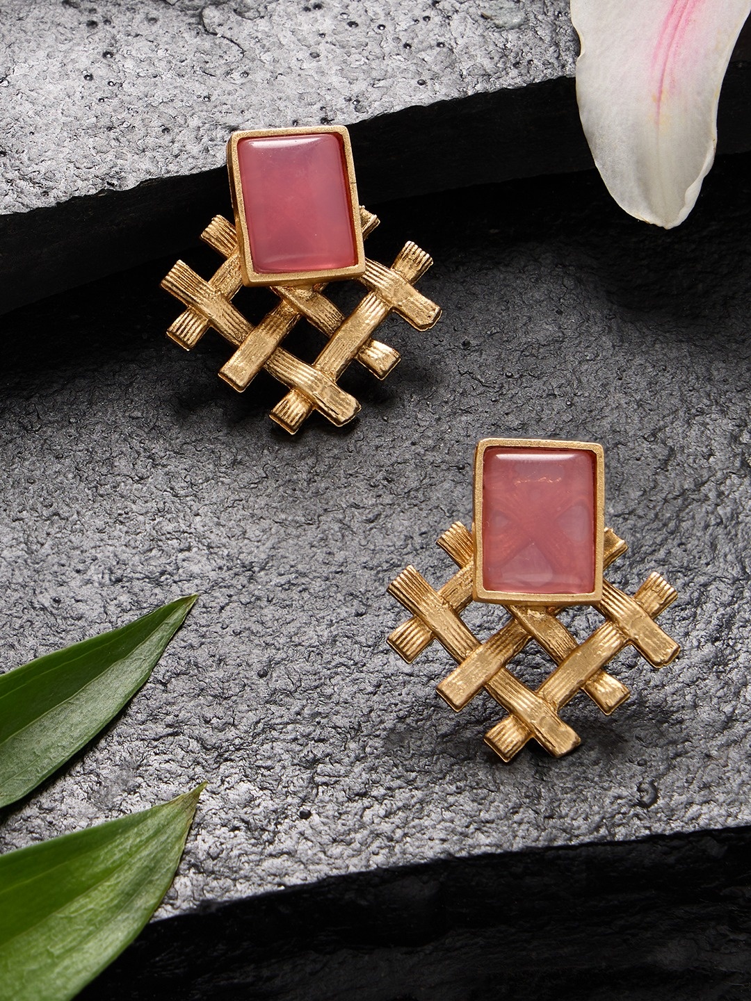 

AMI Gold Plated Artificial Stones Contemporary Studs