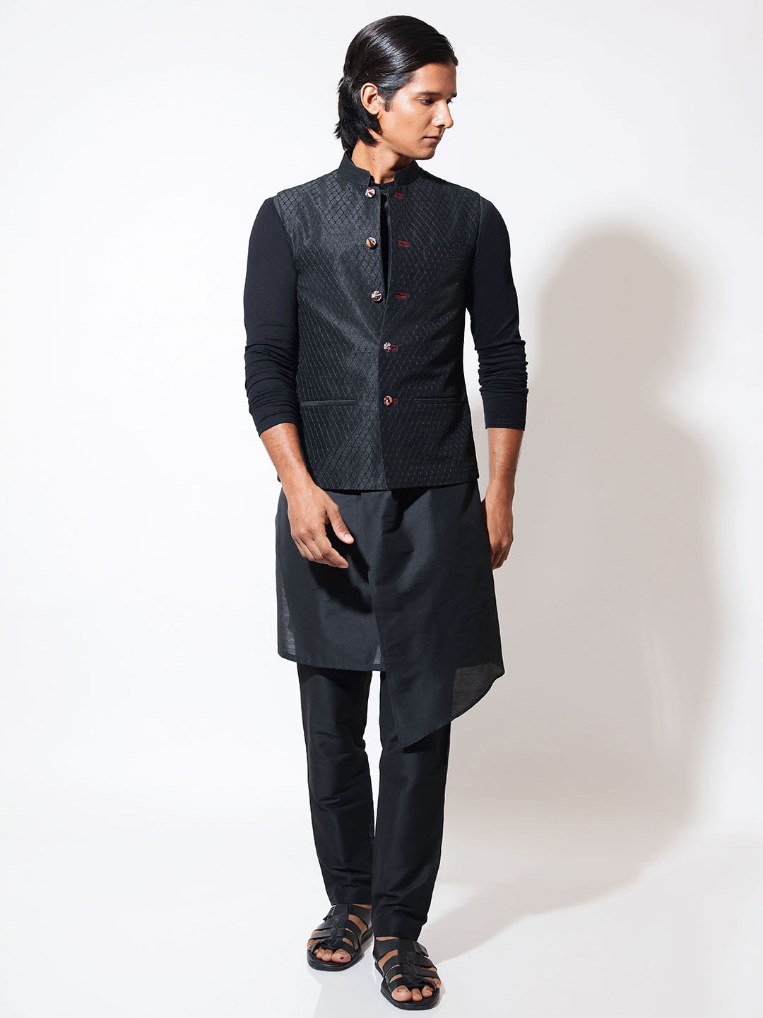 

VIVEK KARUNAKARAN Men Embroidery Nehru Jackets, Black
