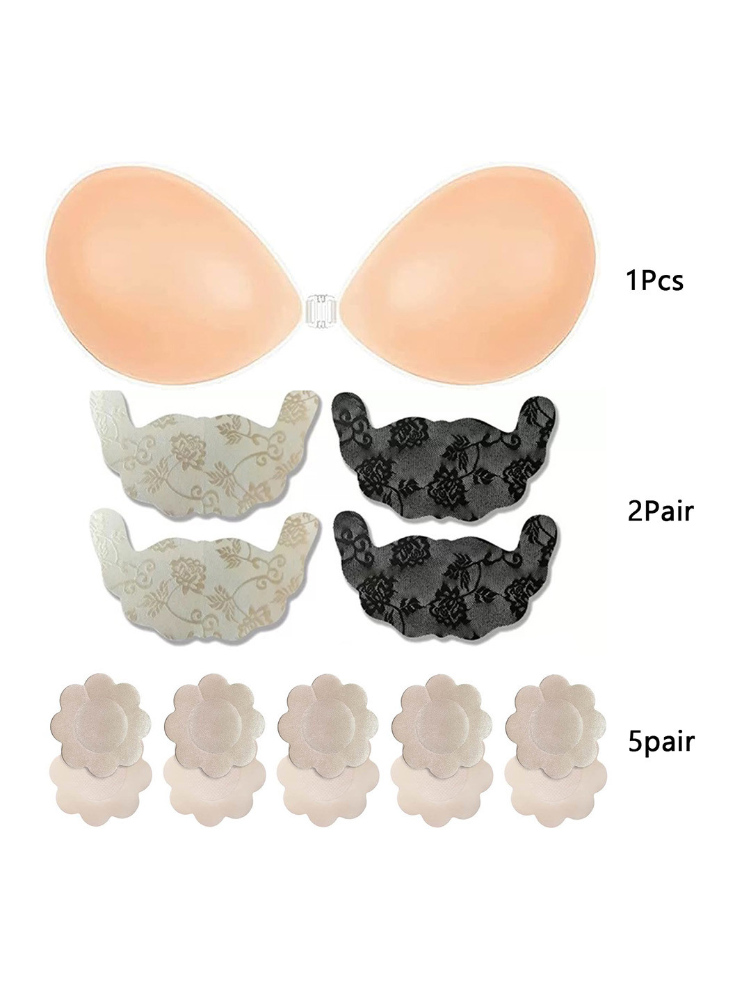 

COLOR STYLE Women Set of 3 All Day Comfort Stick-On Lingerie accessories, Beige