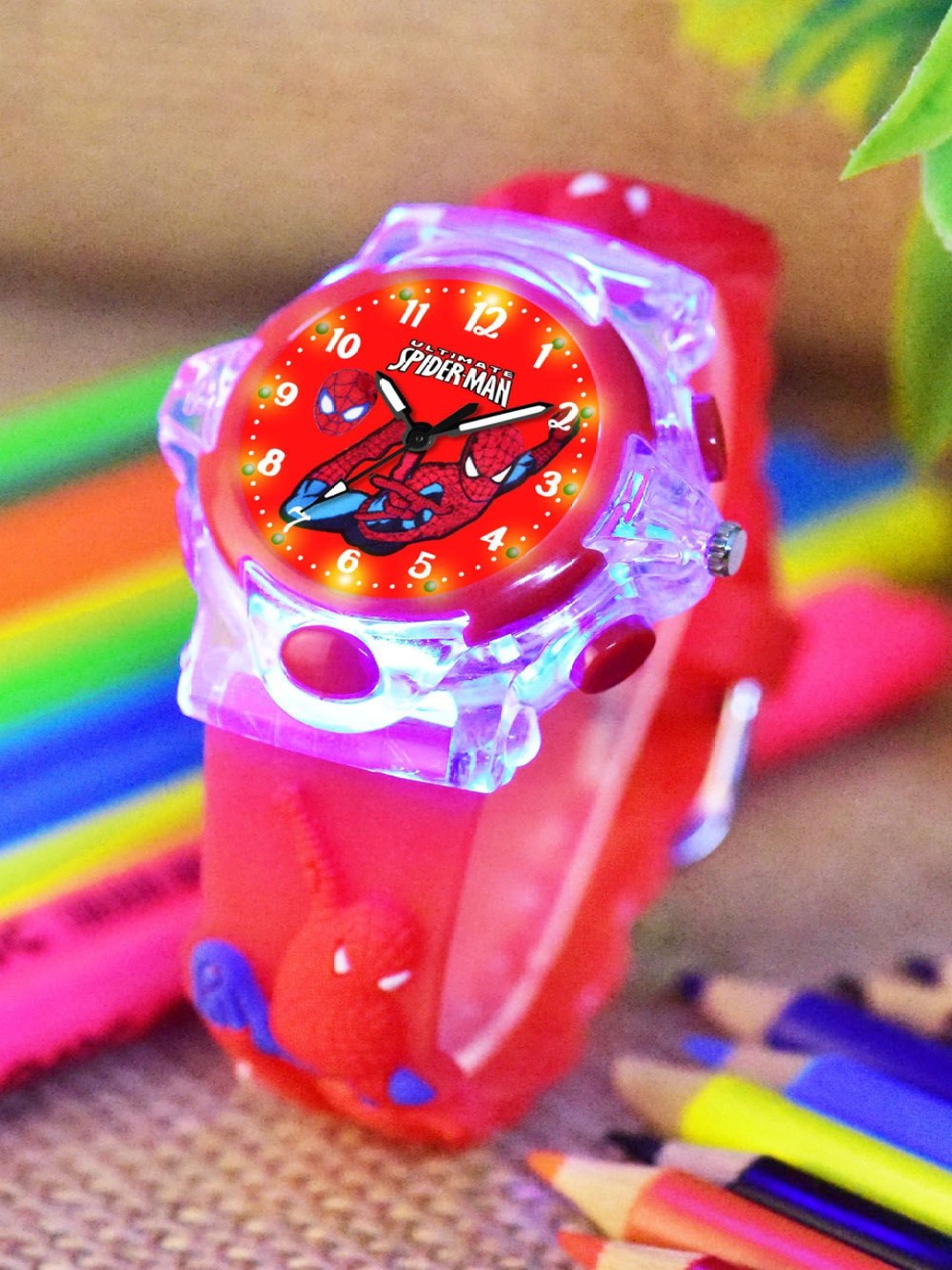 

Shocknshop Kids - Boys Printed LED BackLight Dial & Straps Analogue Watch 337 Spider Red