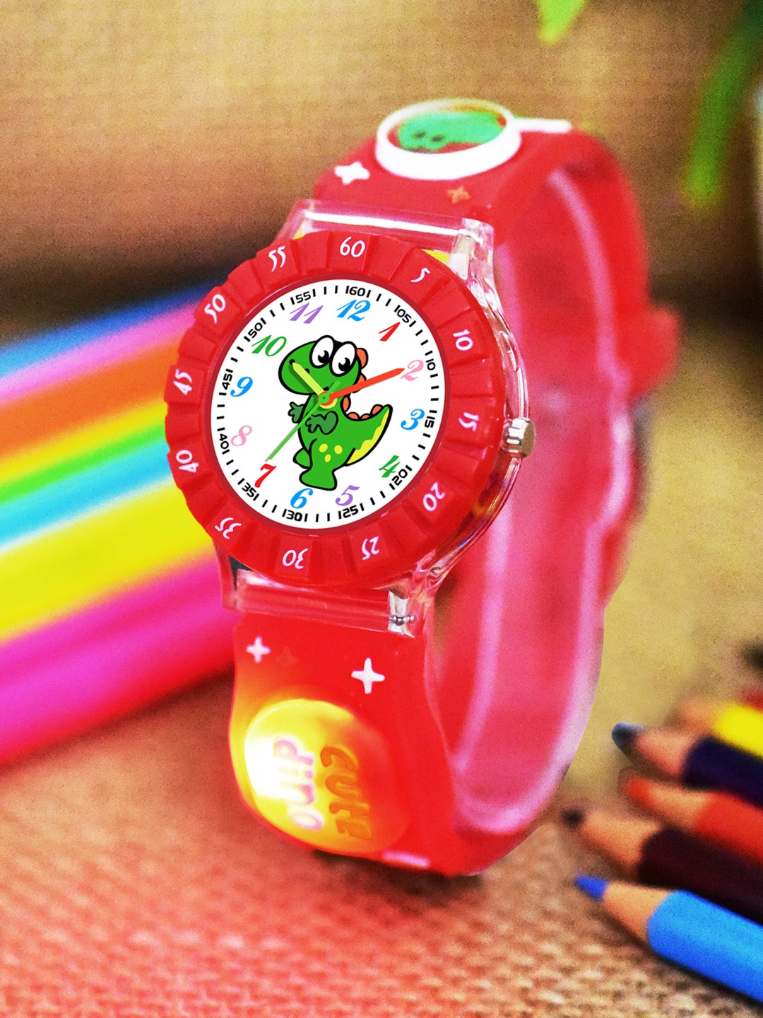 

Shocknshop Boys Printed Dial & Straps Analogue Watch 335 Red Cute Dino