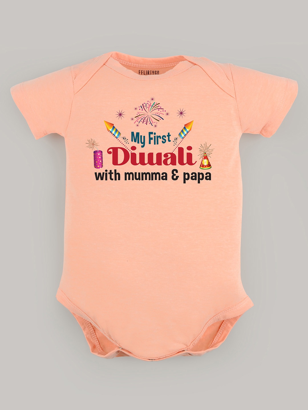 

FFLIRTYGO Kids Printed Cotton Bodysuit, Peach