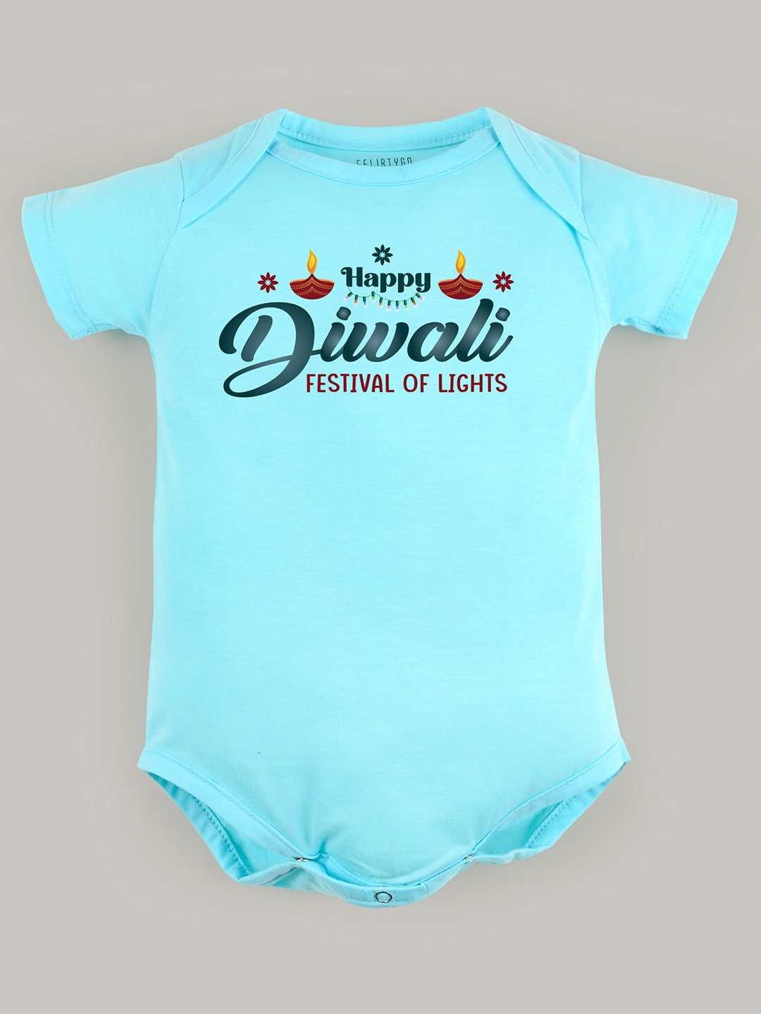 

FFLIRTYGO Kids Infants Printed Pure Cotton Bodysuit, Turquoise blue