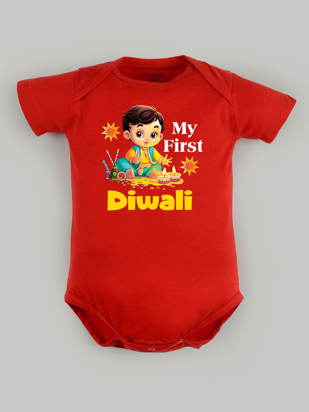

FFLIRTYGO Kids Printed Cotton Bodysuit, Red