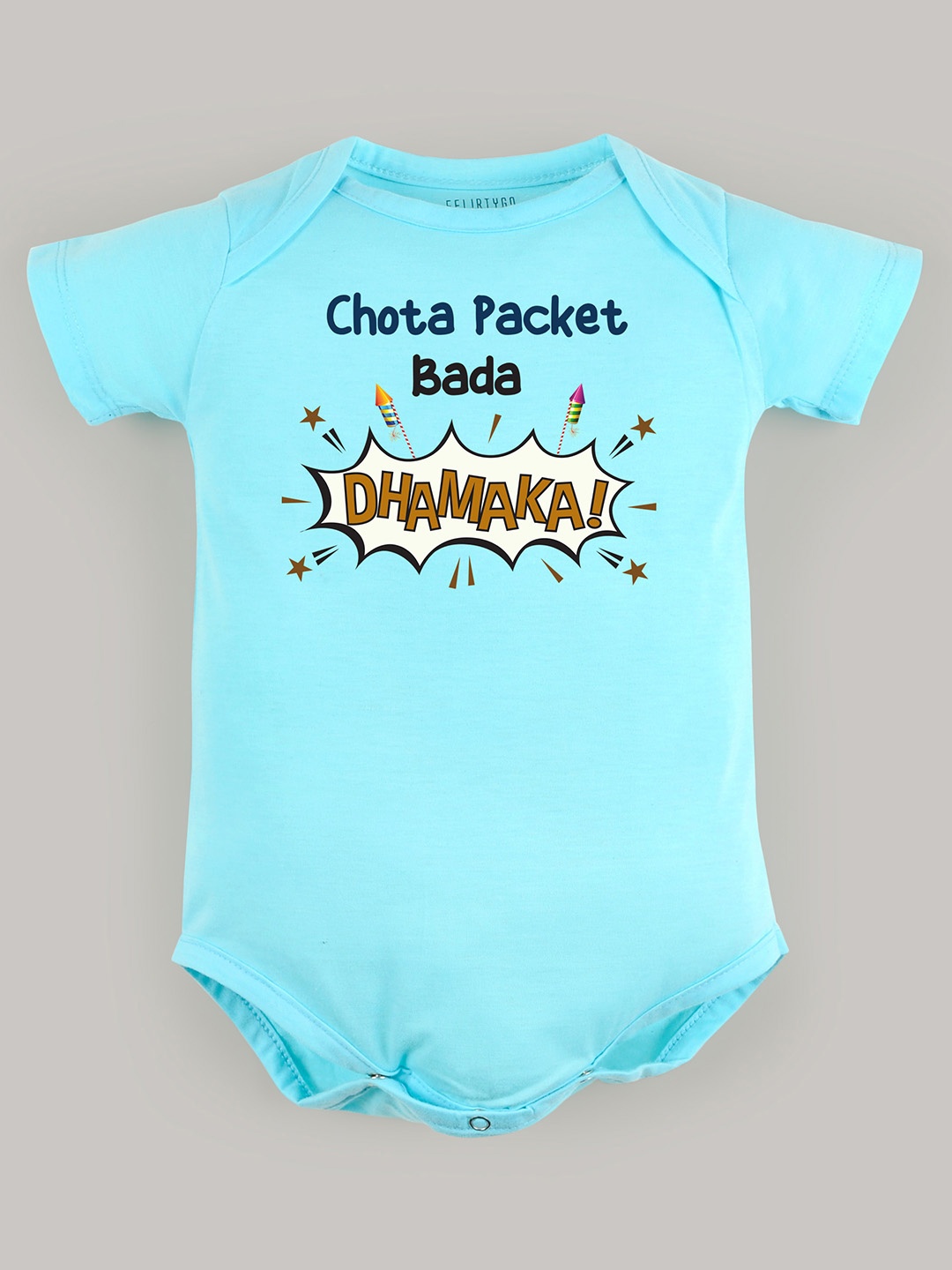 

FFLIRTYGO Infant Printed Pure Cotton Bodysuit, Turquoise blue