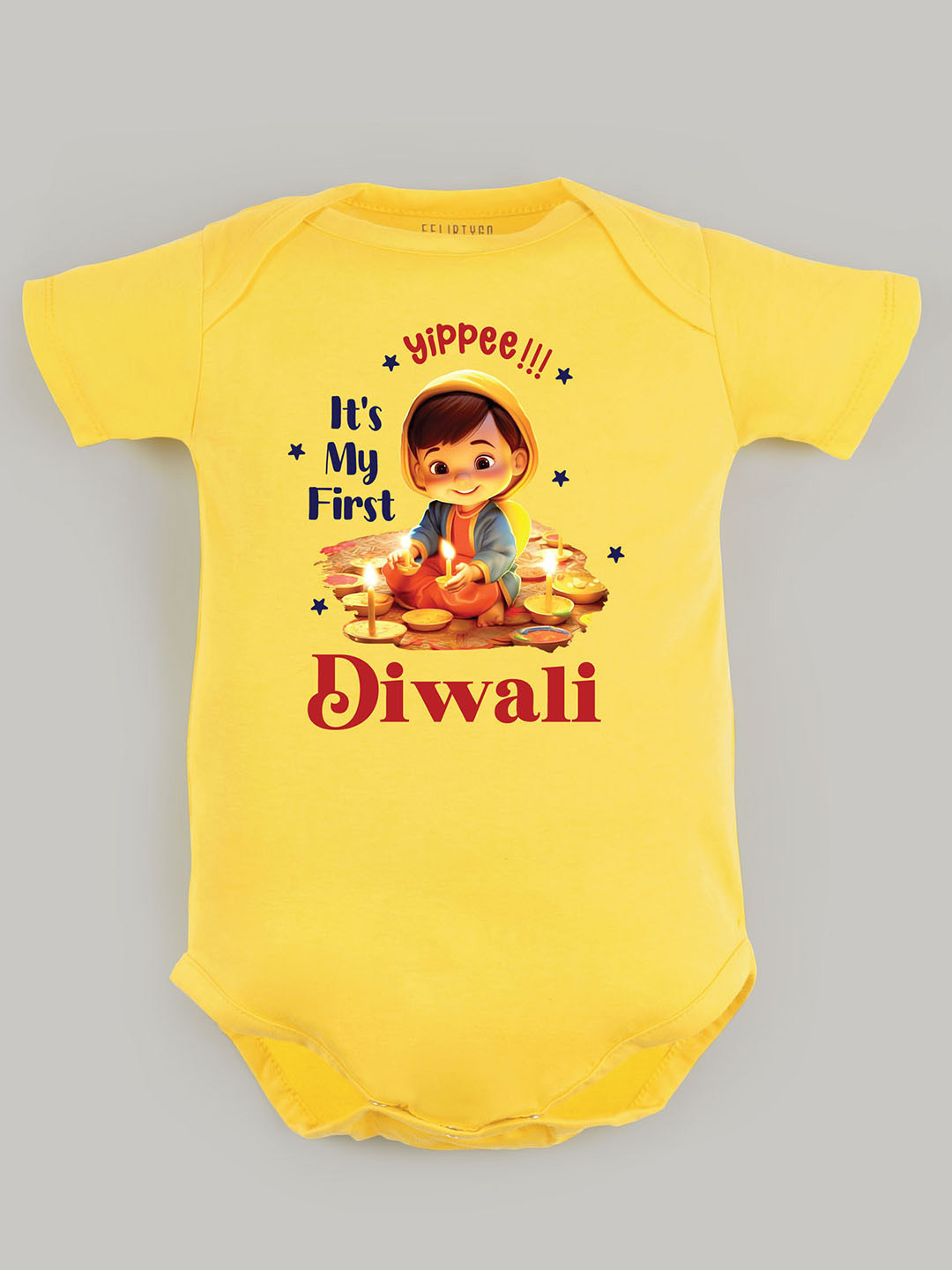 

FFLIRTYGO Infants Kids Printed Pure Cotton Bodysuit, Yellow