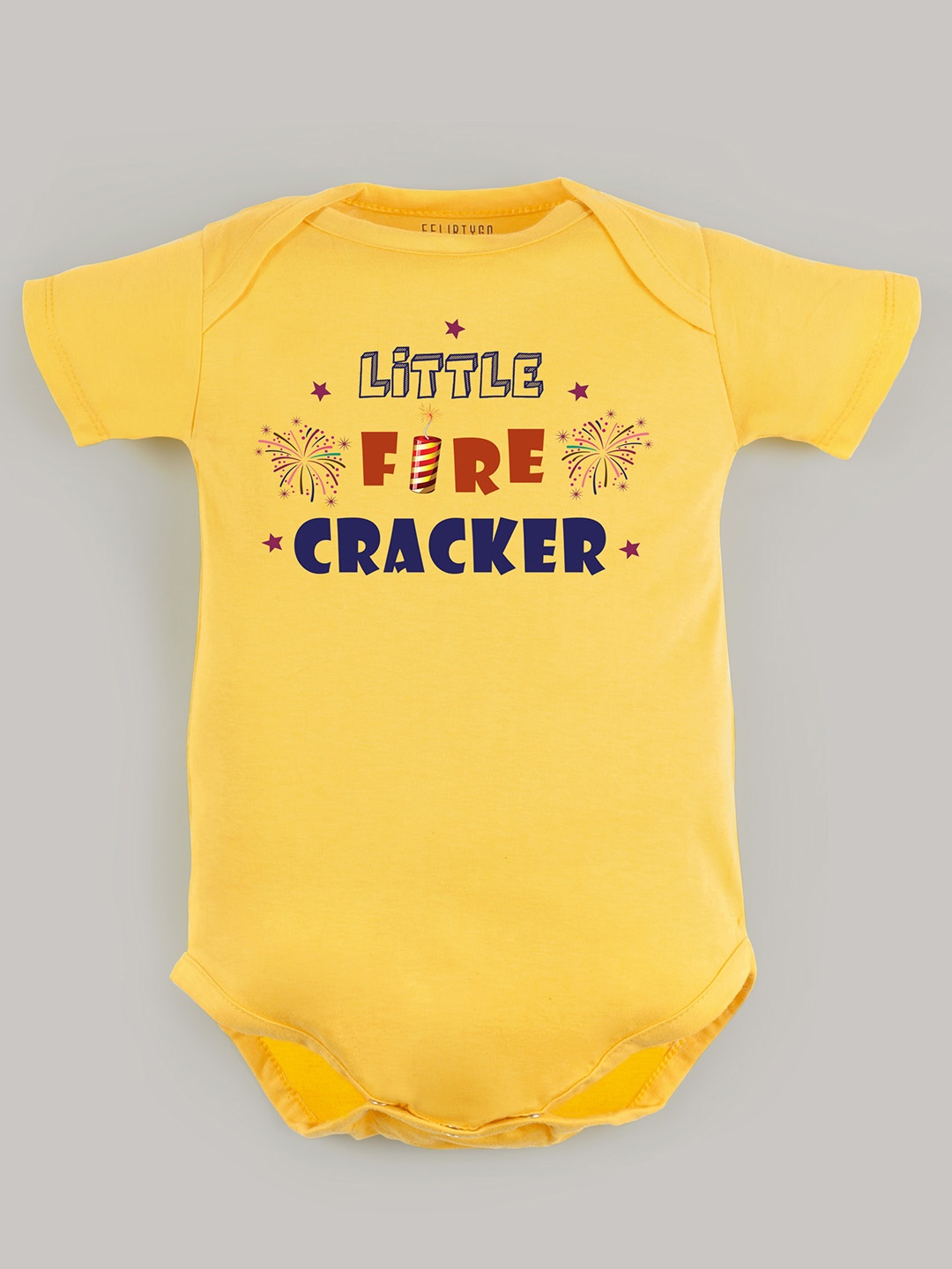 

FFLIRTYGO Infants Printed Pure Cotton Diwali Bodysuit, Yellow