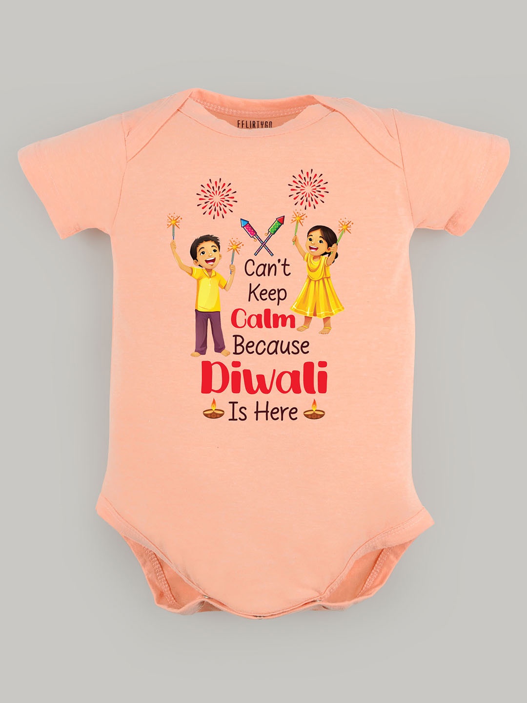 

FFLIRTYGO Kids Cotton Printed Bodysuit, Peach