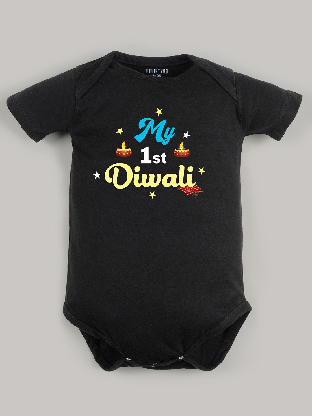 

FFLIRTYGO Infant Kids Printed Pure Cotton Bodysuit, Black
