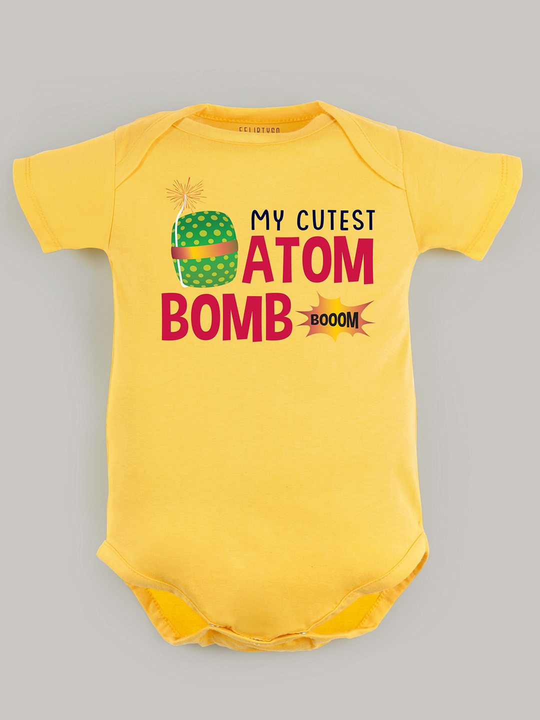 

FFLIRTYGO Kids Typography Printed Cotton Bodysuit, Yellow