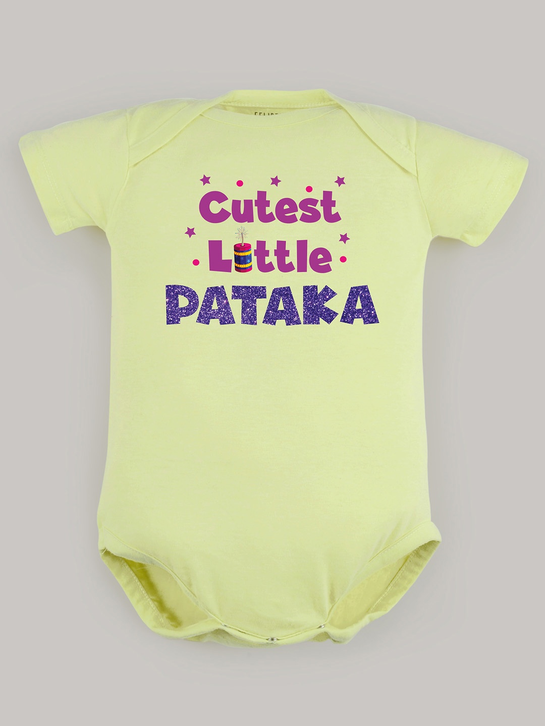 

FFLIRTYGO Kids Typography Printed Cotton Bodysuit, Yellow