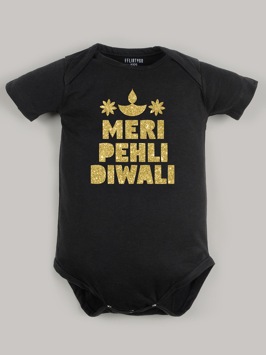 

FFLIRTYGO Kids Infants Printed Cotton Bodysuit, Black