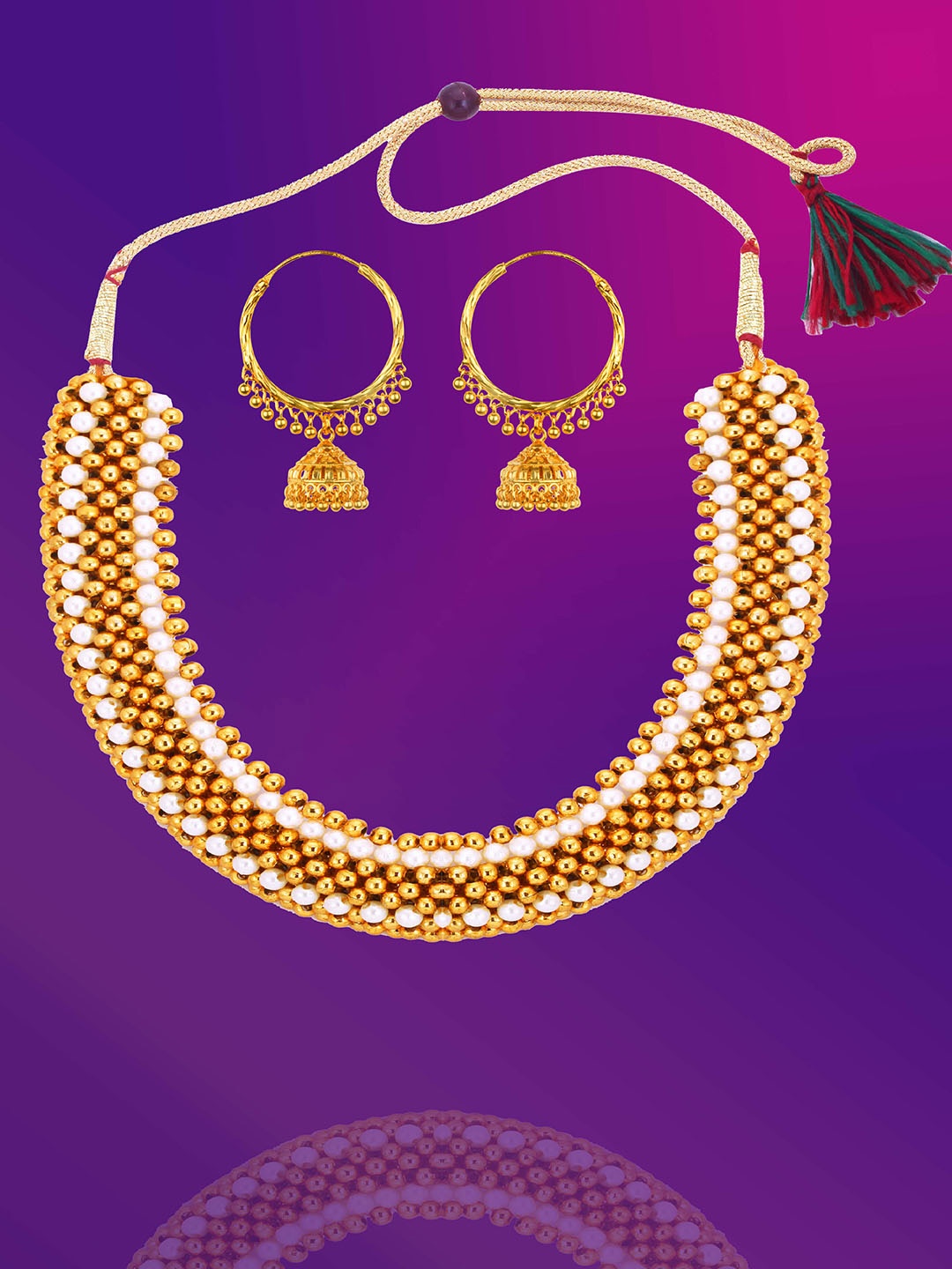 

Lila Gold-Plated Beaded Jewellery Set