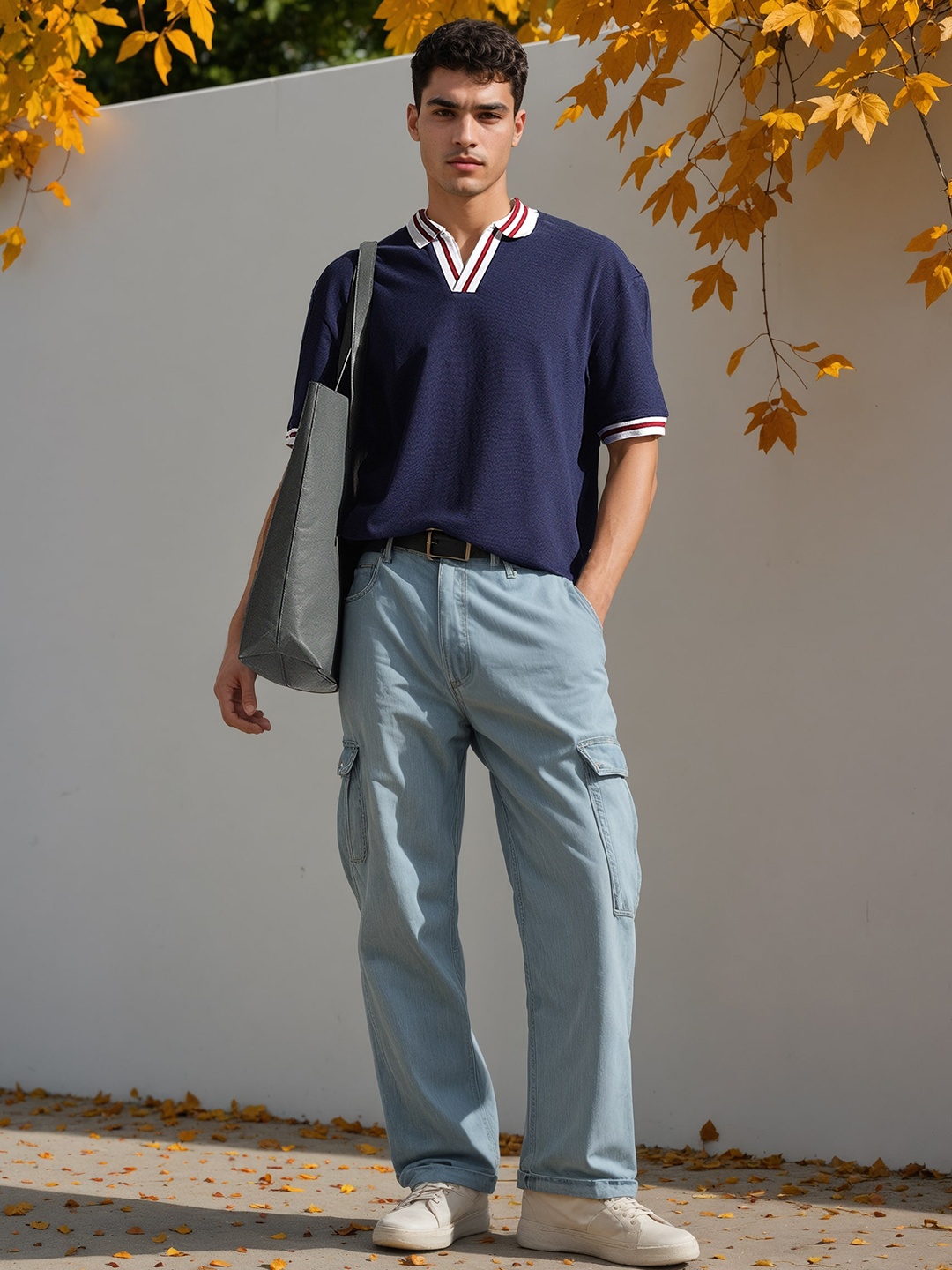 

H&M Relaxed Fit Polo T-Shirt, Navy blue