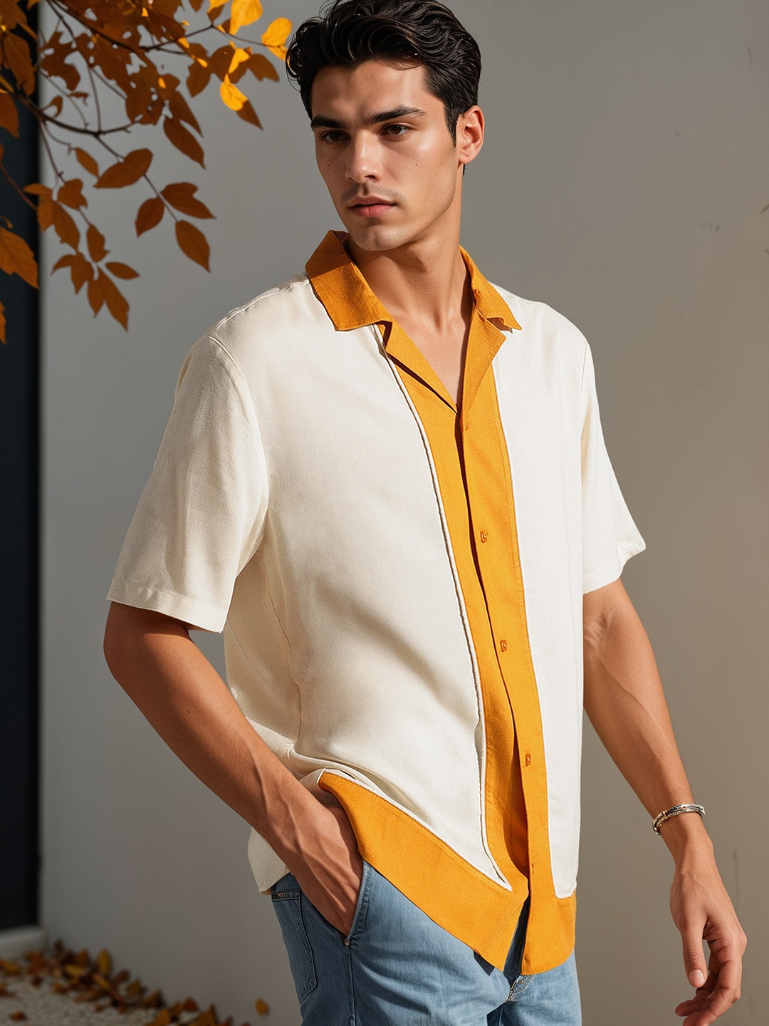 

H&M Regular Fit Outline Shirt, Beige