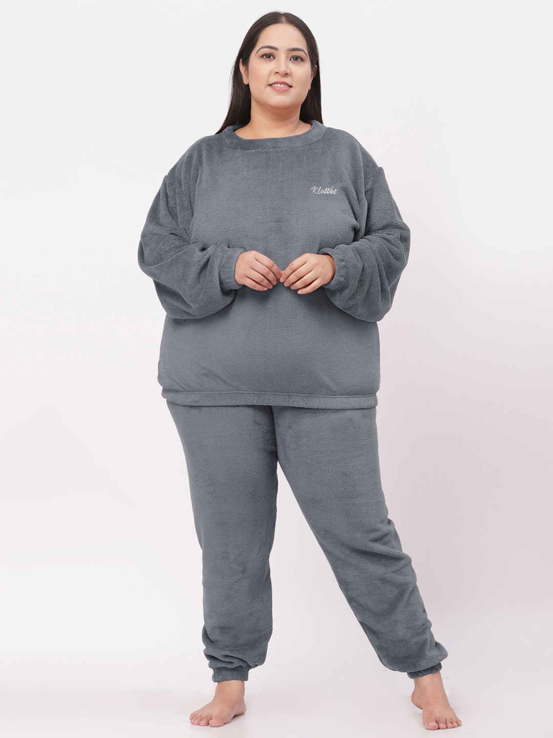 

KLOTTHE Women Wool Solid Night Suit, Grey