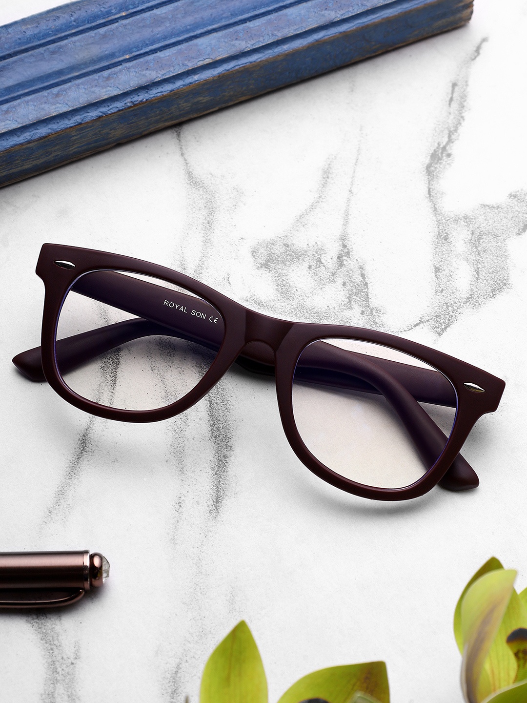 

ROYAL SON Unisex Full Rim Wayfarer Frames, Maroon