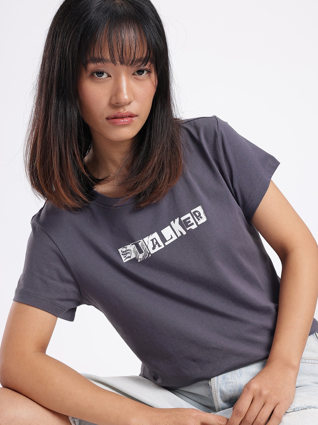

glitchez Cool Vibe Typography Printed T-shirt, Grey
