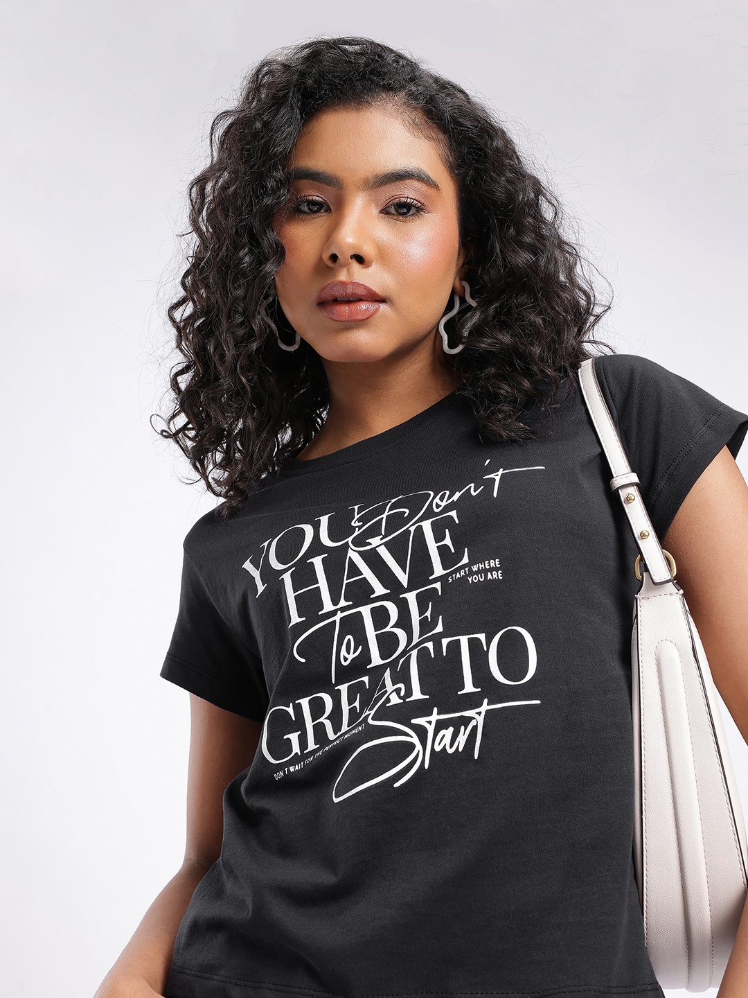 

glitchez City Cool Monochrome Typography Printed T-shirt, Black