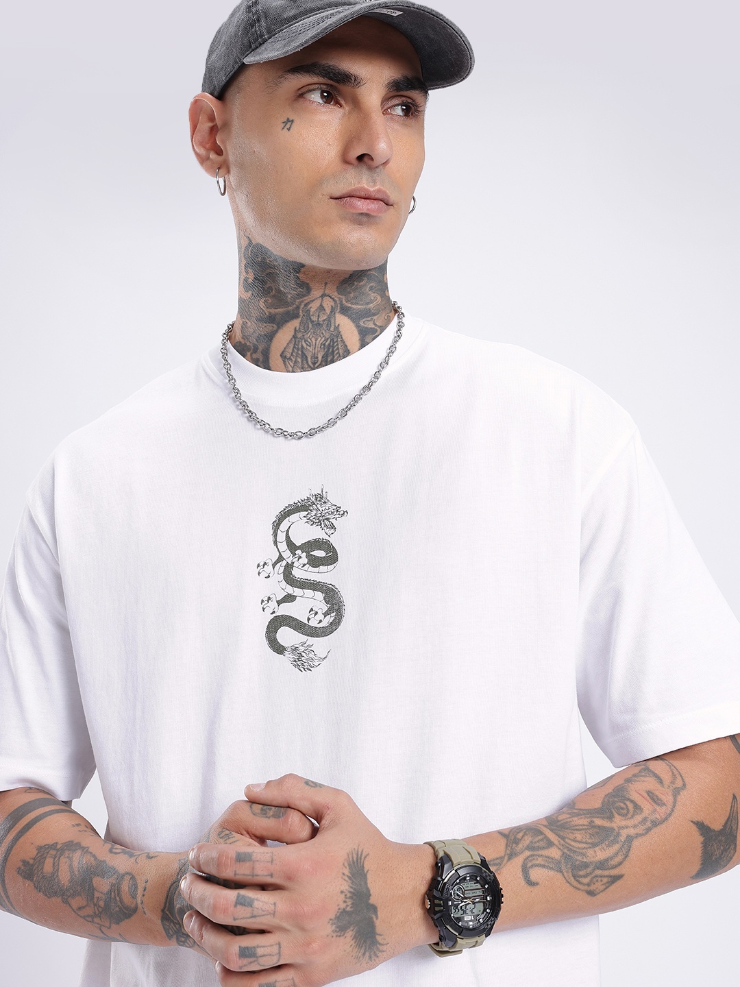 

glitchez Urban Attitude Printed Relaxed Fit T-shirt, White