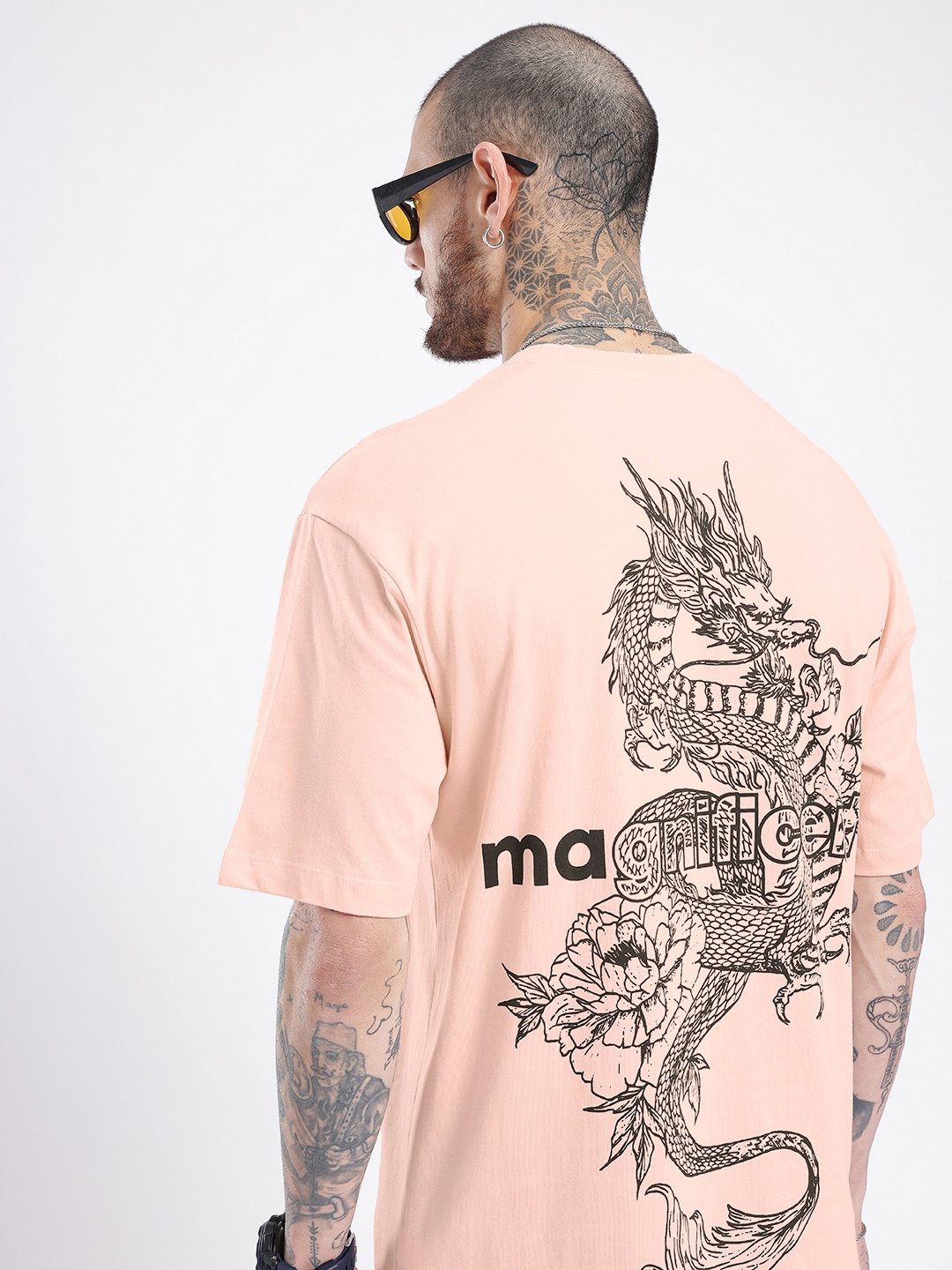 

glitchez Downtown Dope Printed Oversized T-shirt, Pink