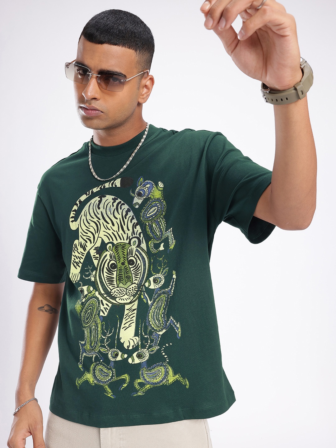 

glitchez Street Cool Graphic Printed Relaxed Fit T-shirt, Teal