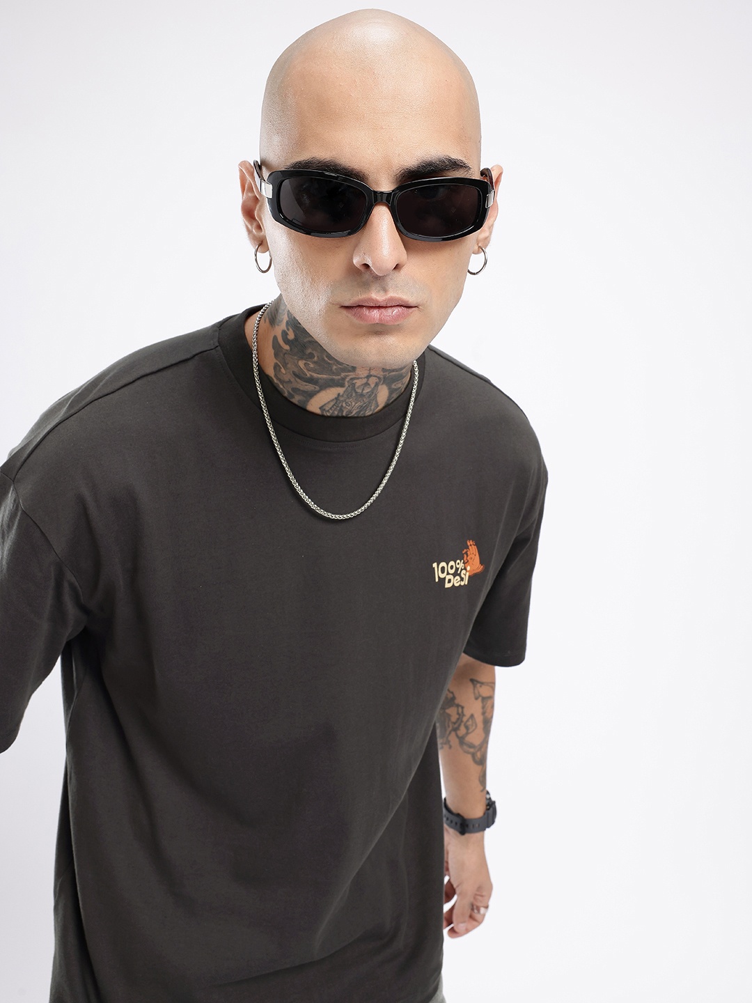 

glitchez Cool Touch Minimal Printed Relaxed Fit T-shirt, Grey