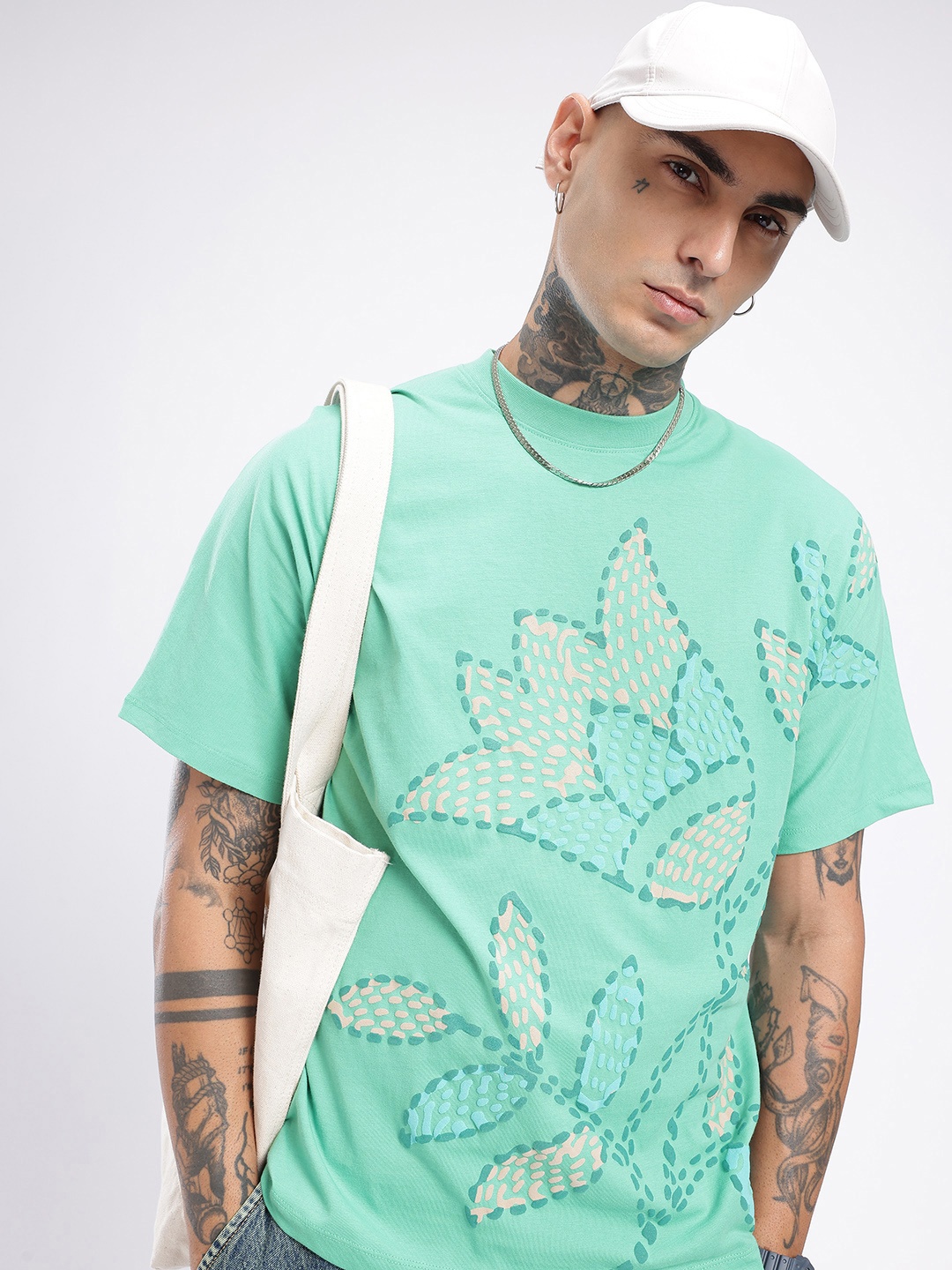

glitchez Cool Vibe Printed Relaxed Fit T-shirt, Sea green