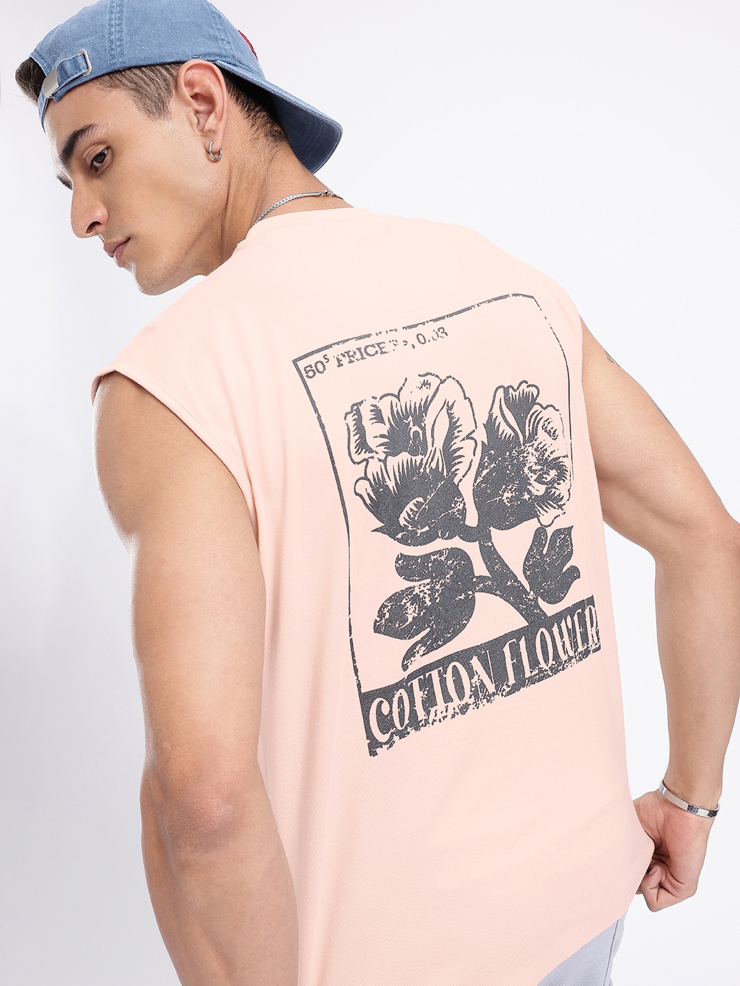 

glitchez Urban Bloom Printed Oversized Fit T-shirt, Peach