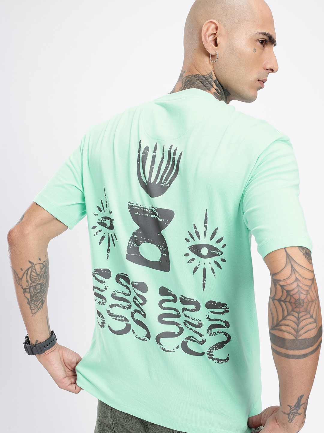 

glitchez Urban Touch Graphic Printed Relaxed Fit T-shirt, Sea green