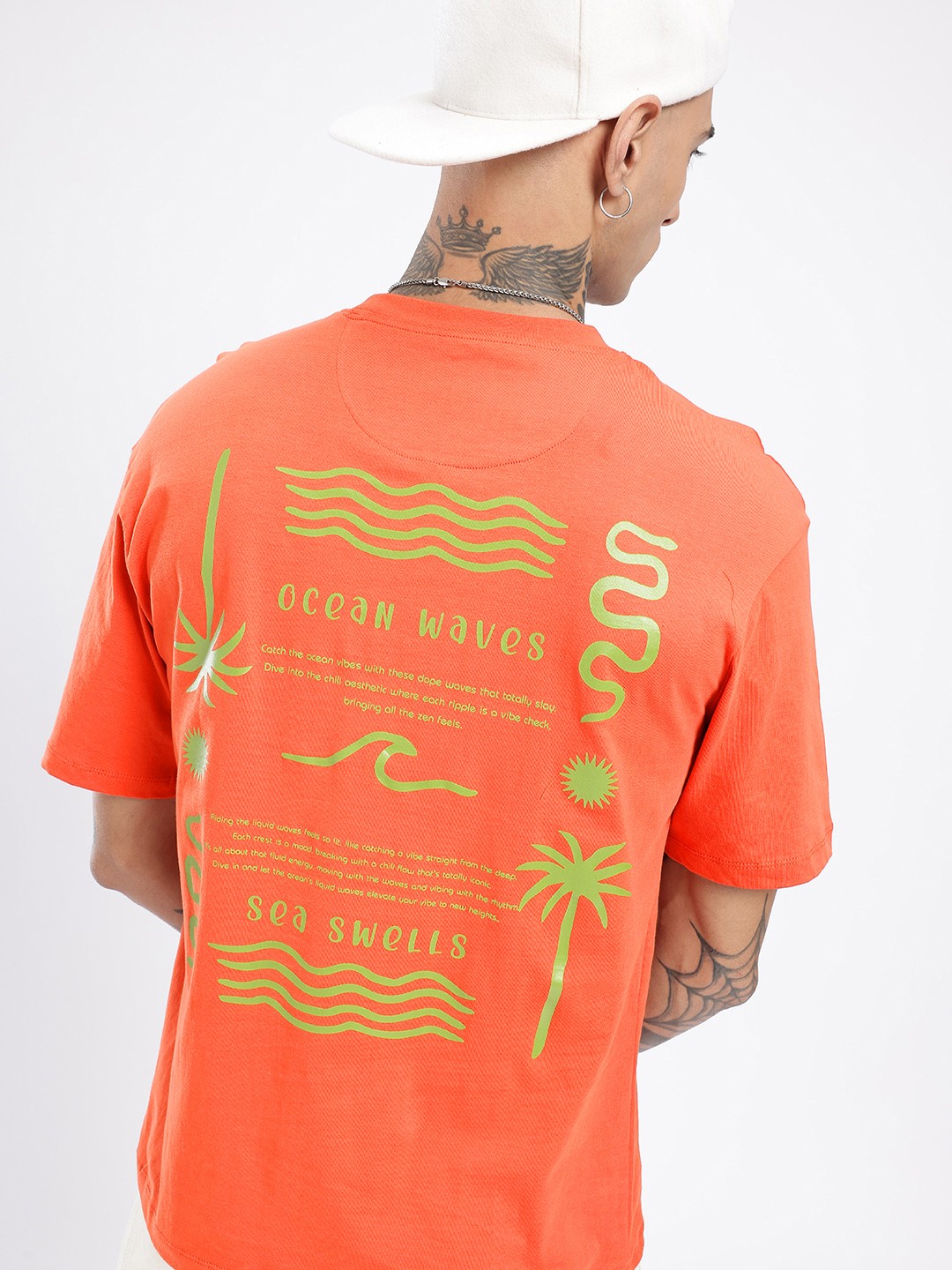 

glitchez Street Cool Graphic Printed Relaxed Fit T-shirt, Orange