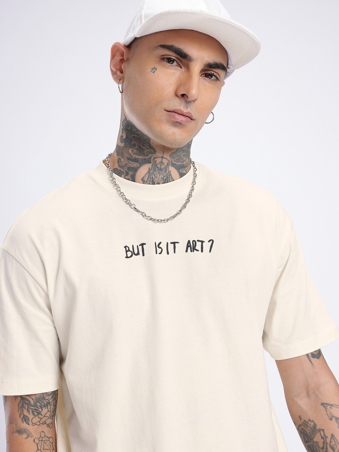 

glitchez Street Savvy Printed Relaxed Fit T-shirt, Off white