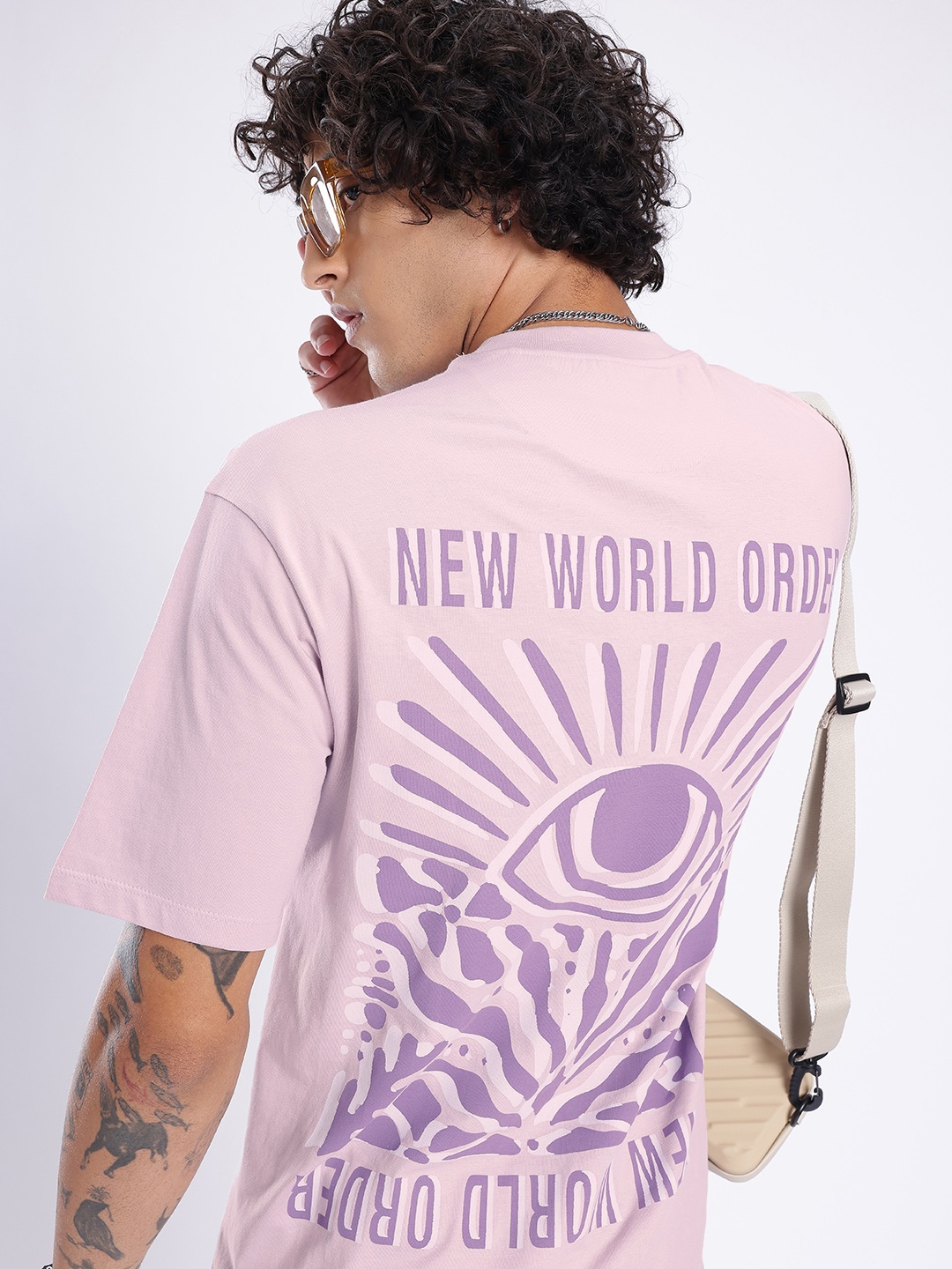 

glitchez New Era Begins Printed Relaxed Fit T-shirt, Lavender