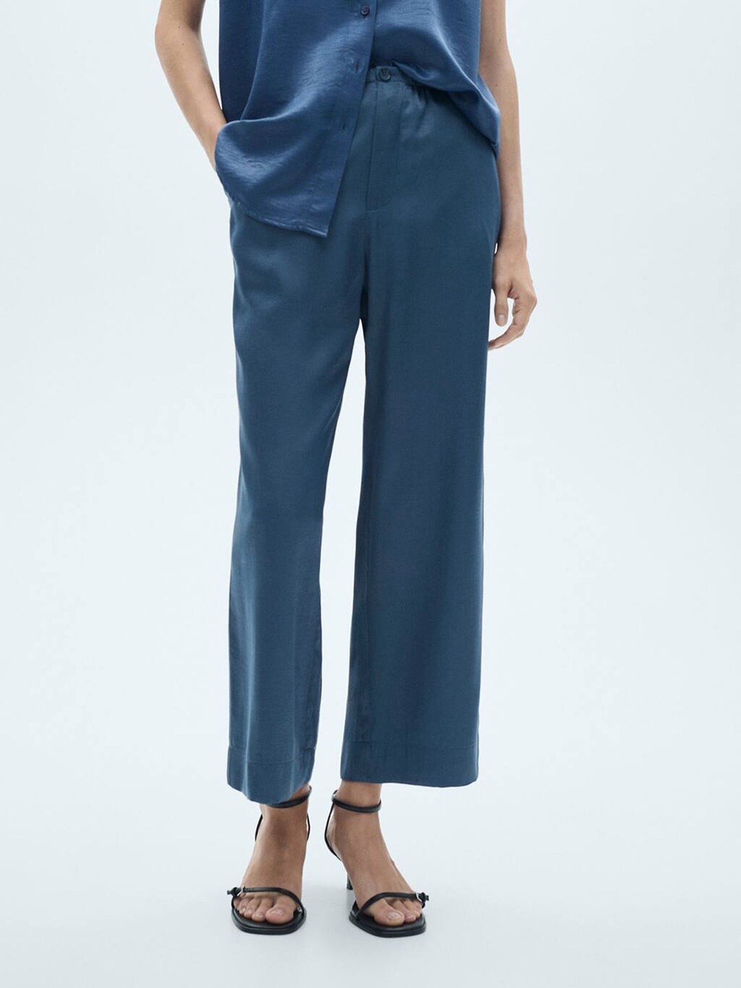 

MANGO Women Parallel Trousers, Blue