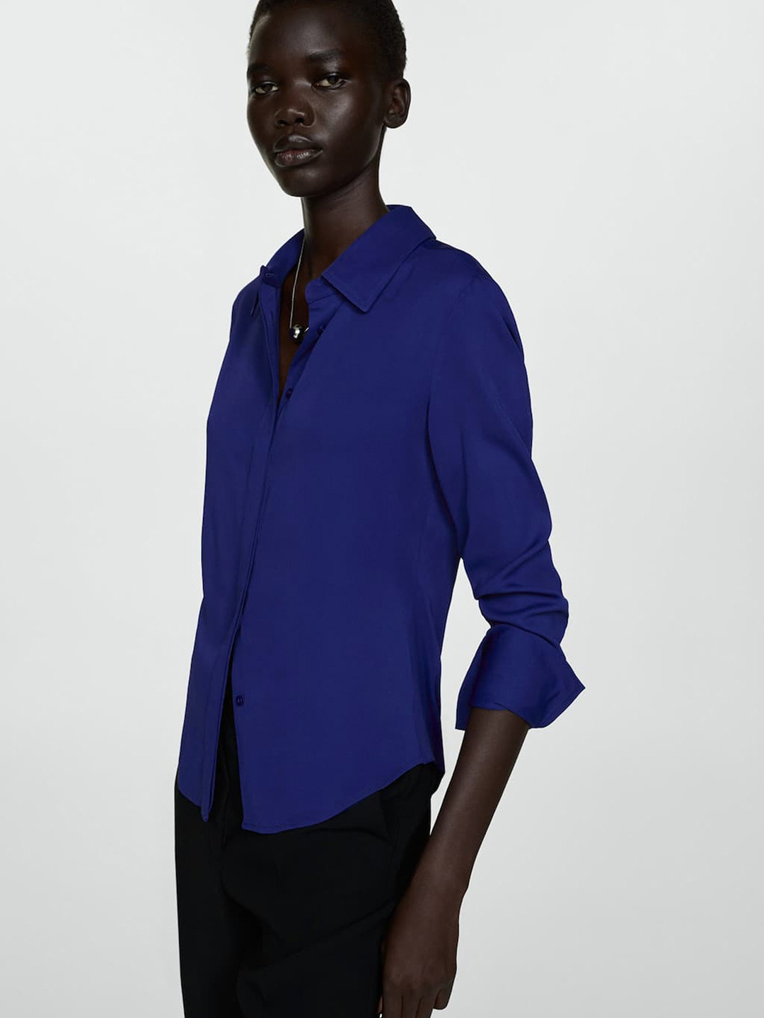 

MANGO Concealed Placket Casual Shirt, Blue